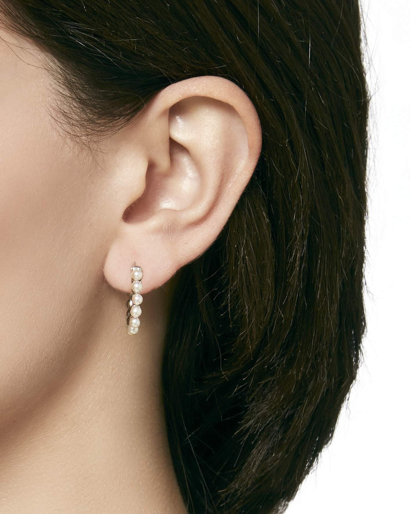 Pendientes aro de 18mm y perlas ada - Majorica - Plateado Plateado-2