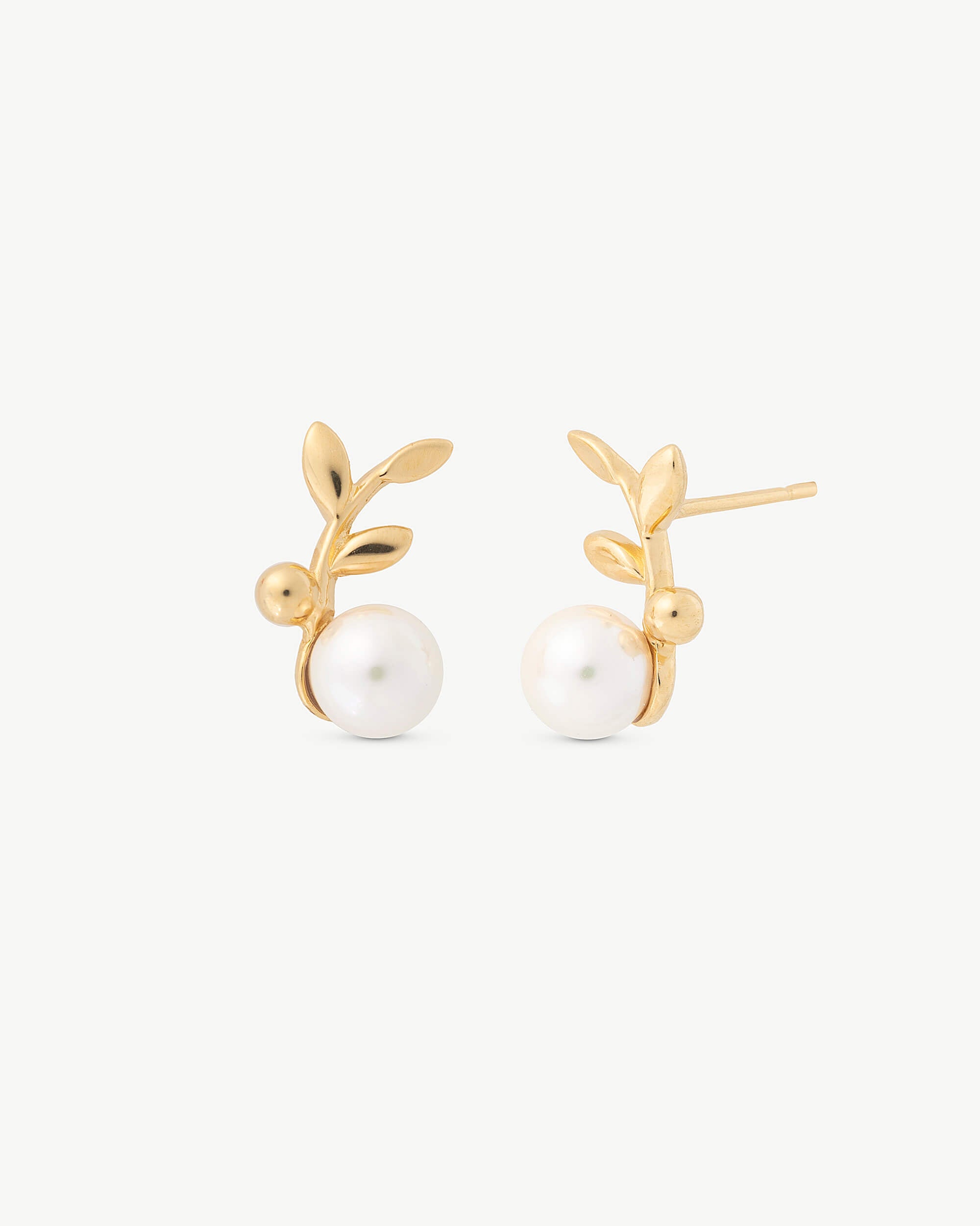 Imagen 0 de Pendientes hoja con perla 6mm dorados romea Dorado