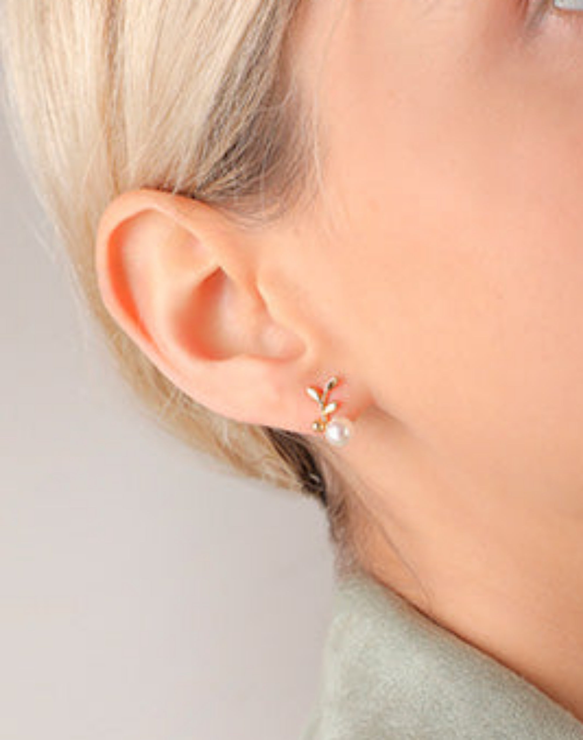 Pendientes hoja con perla 6mm dorados romea - Majorica - Dorado Dorado-2