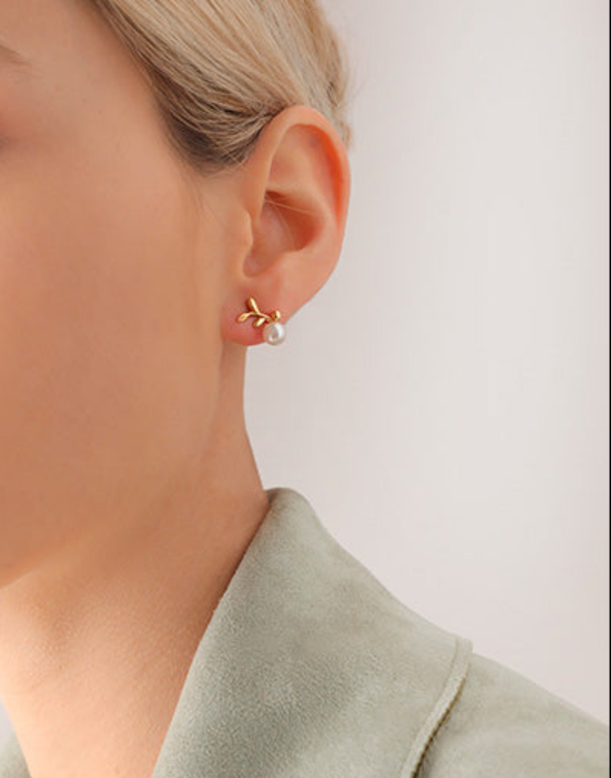 Pendientes hoja con perla 6mm dorados romea - Majorica - Dorado Dorado-3