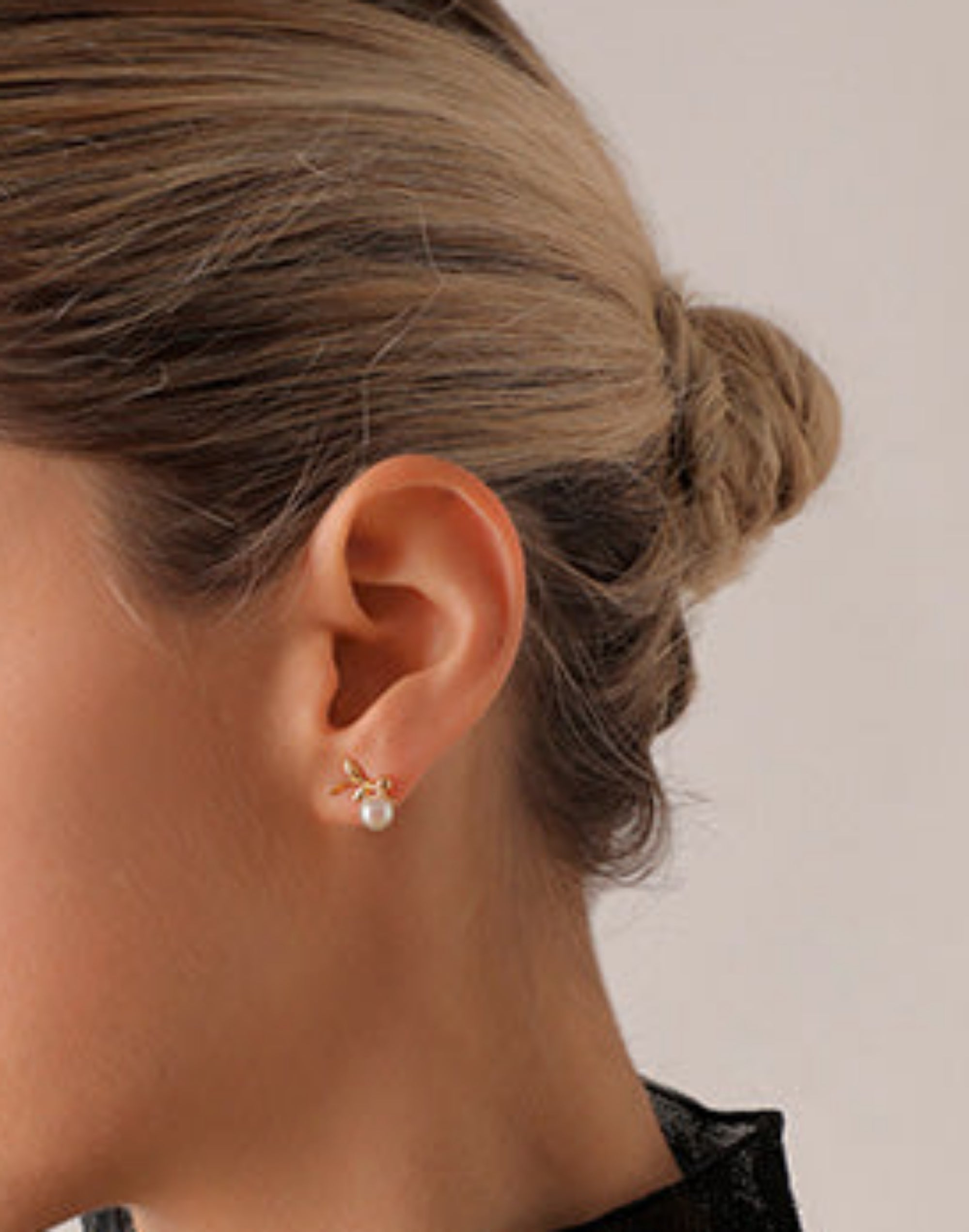 Pendientes hoja con perla 6mm dorados romea - Majorica - Dorado Dorado-4