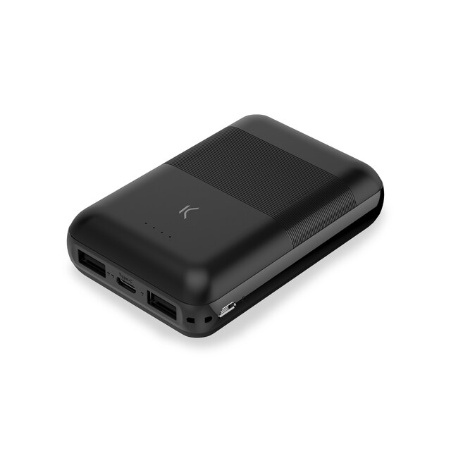 Imagen 0 de Powerbank KSIX Mini 10.000 mAh, 10 W, Polímero de litio, Cable USB-A a USB-C incluido, Carga simultánea, Negro