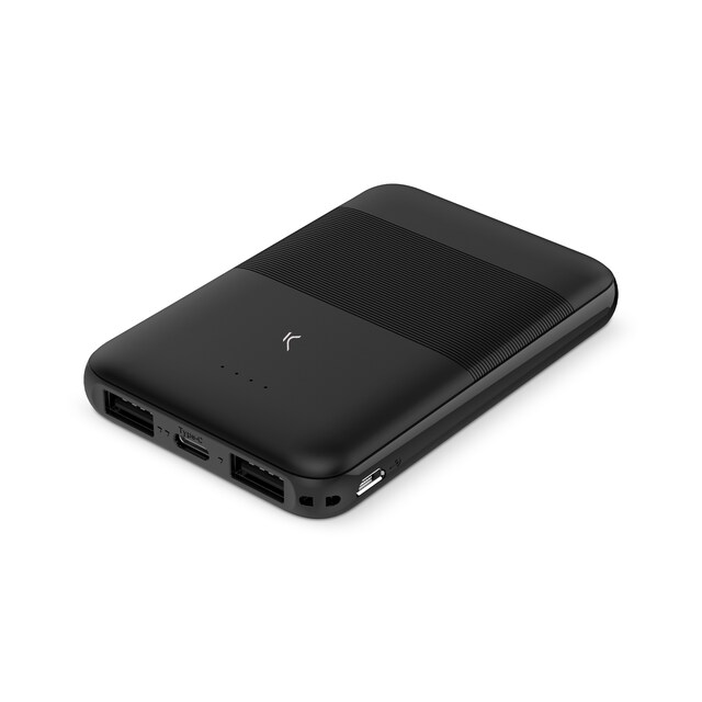 Imagen 0 de Powerbank KSIX Slim 5.000 mAh, 10 W, Polímero de litio, Cable USB-A a USB-C incluido, Carga simultánea, Negro