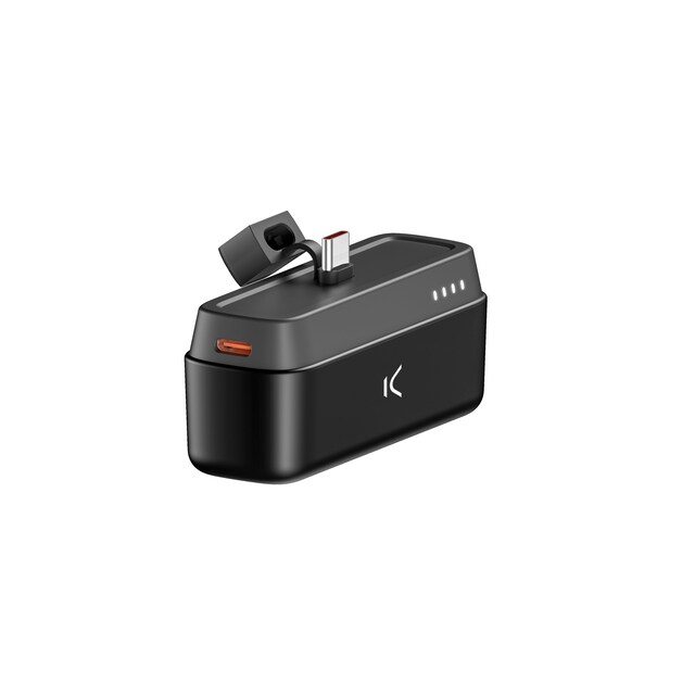Imagen 0 de Powerbank de bolsillo KSIX 4.800 mAh USB-C con soporte, 10 W, Cable USB-A a USB-C, Carga simultánea, Indicadores LED, Negro