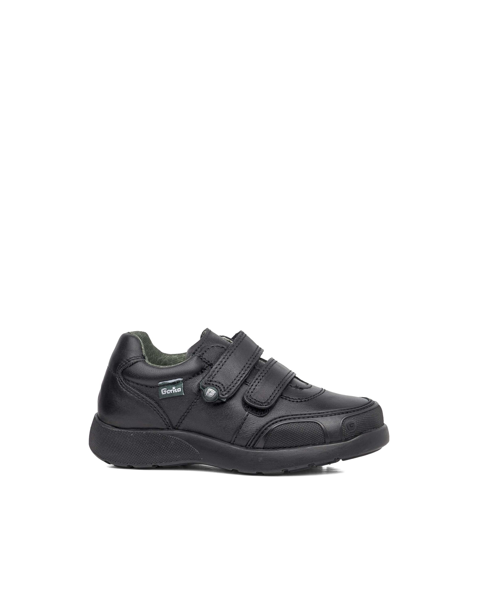 Imagen 0 de Zapatos de colegio de niño con doble cierre adherente Negro