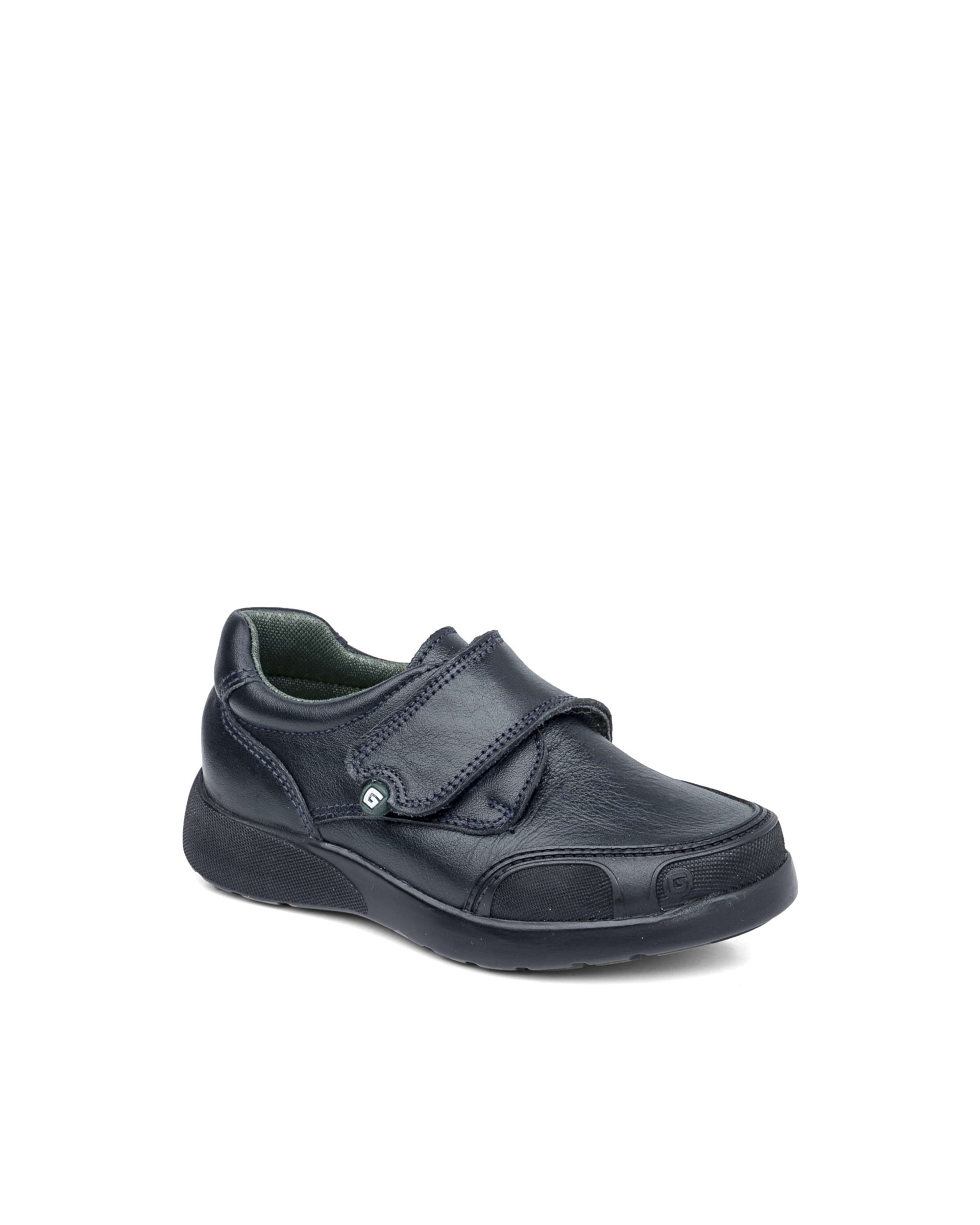 Imagen 2 de Zapatos de colegio de niño de piel con cierre adherente - Gorila - Azul marino Azul marino