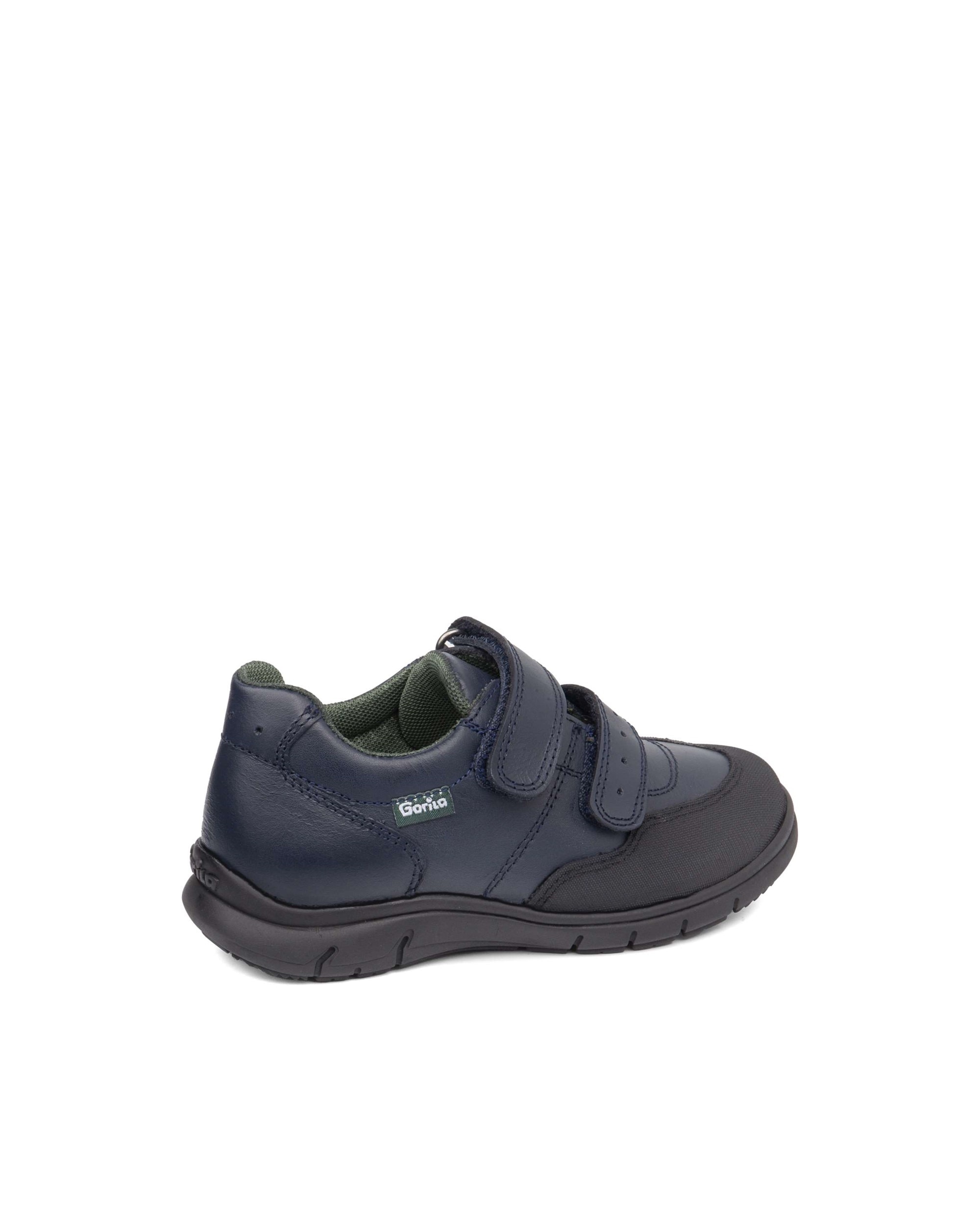 Gorila - Zapatos de colegio de niño de piel con doble cierre adherente.
