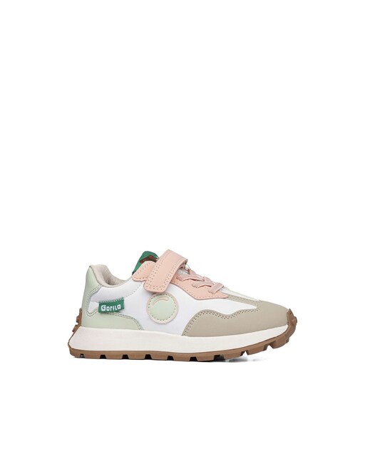 Imagen 0 de Zapatillas de niños de piel color blanco, beige y rosa
