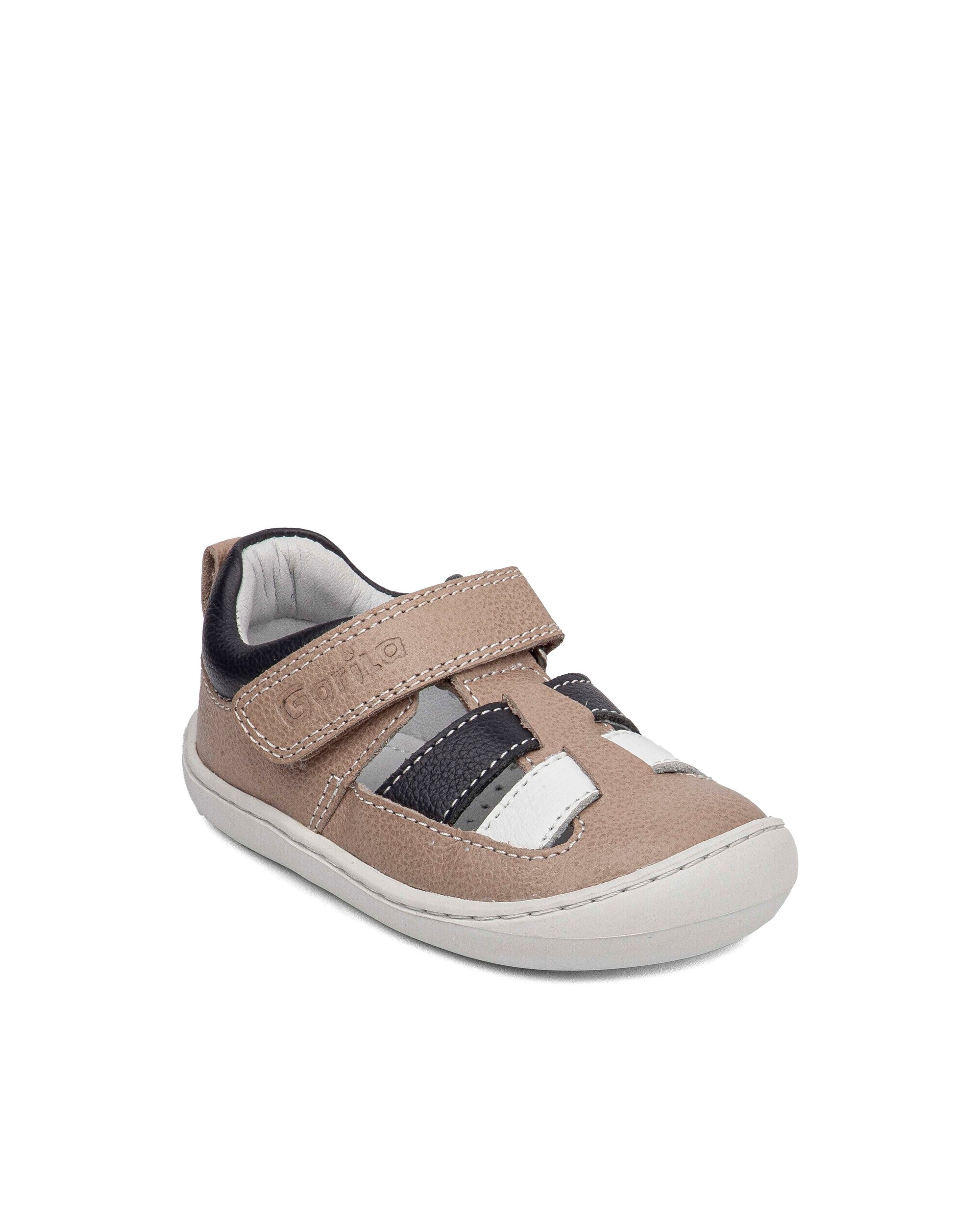 Sandalias respetuosas cerradas de bebés de piel - Gorila - Beige Beige-2