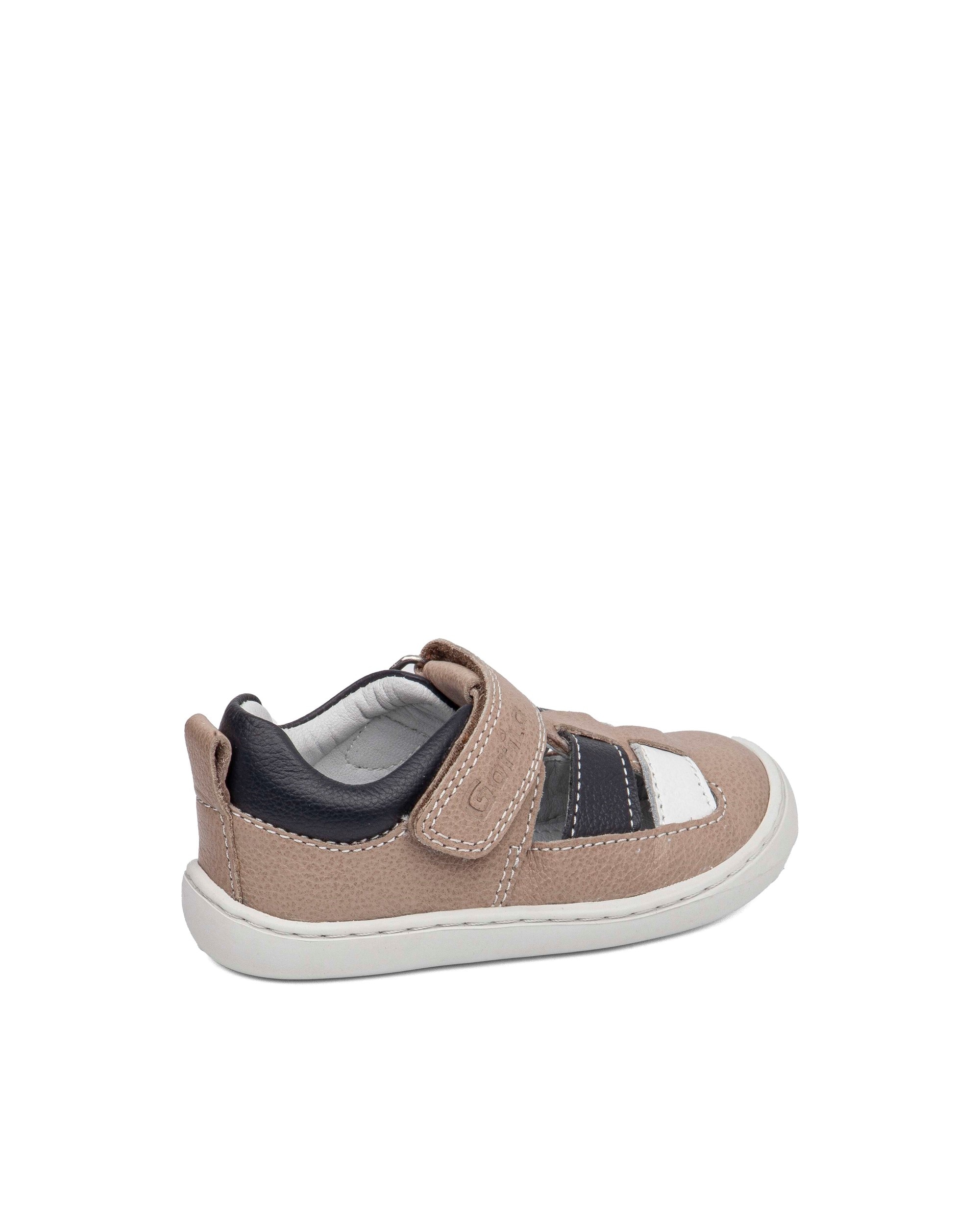 Sandalias respetuosas cerradas de bebés de piel - Gorila - Beige Beige-3
