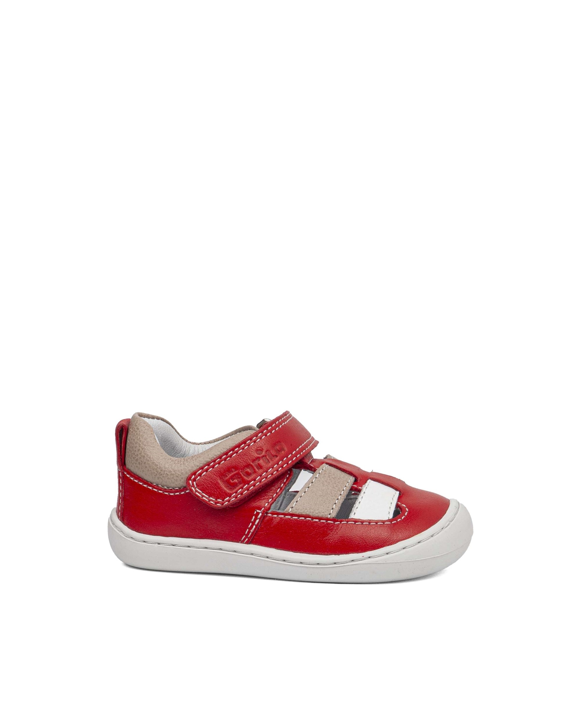Sandalias respetuosas cerradas de bebés de piel - Gorila - Rojo Rojo-1
