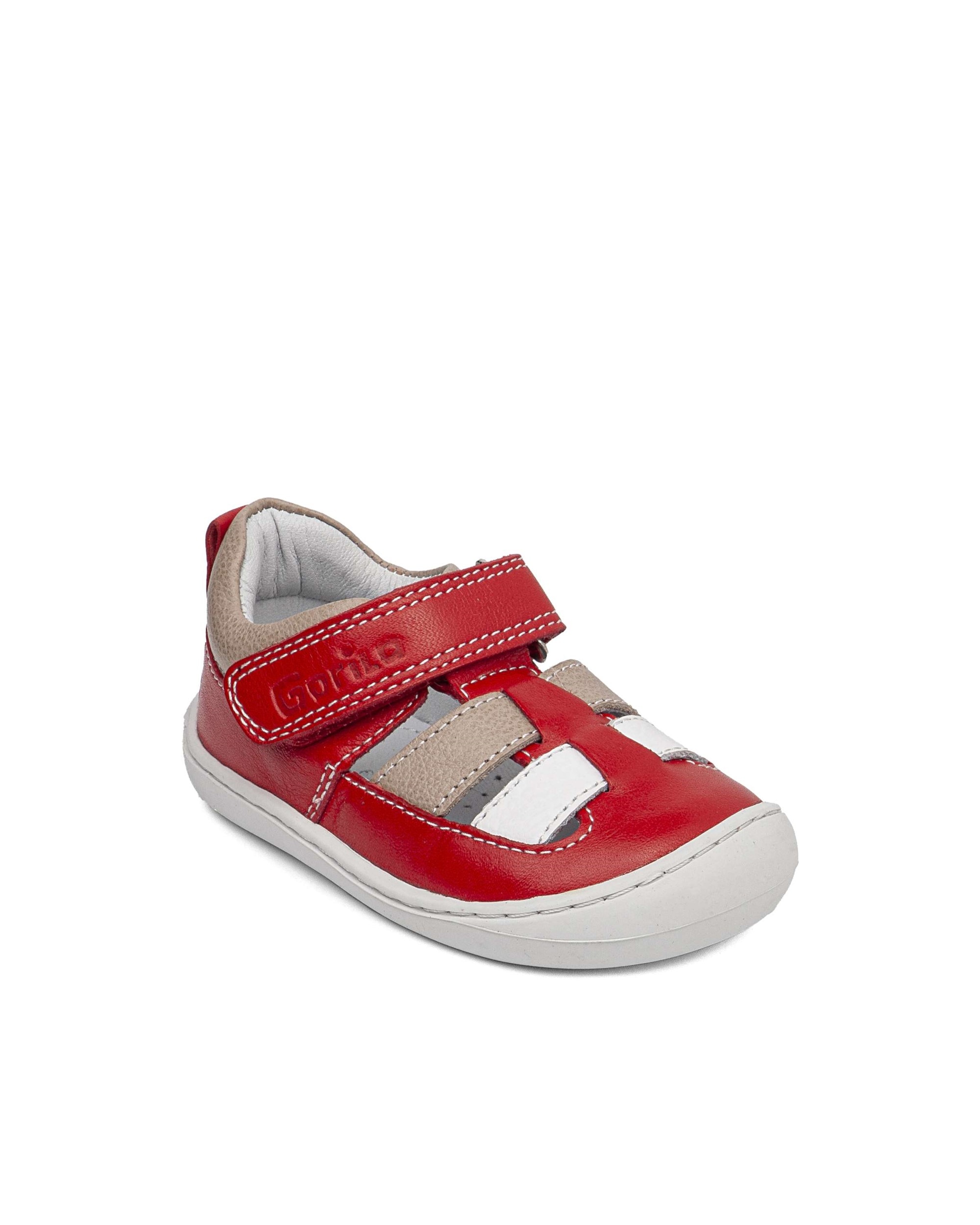 Sandalias respetuosas cerradas de bebés de piel - Gorila - Rojo Rojo-2