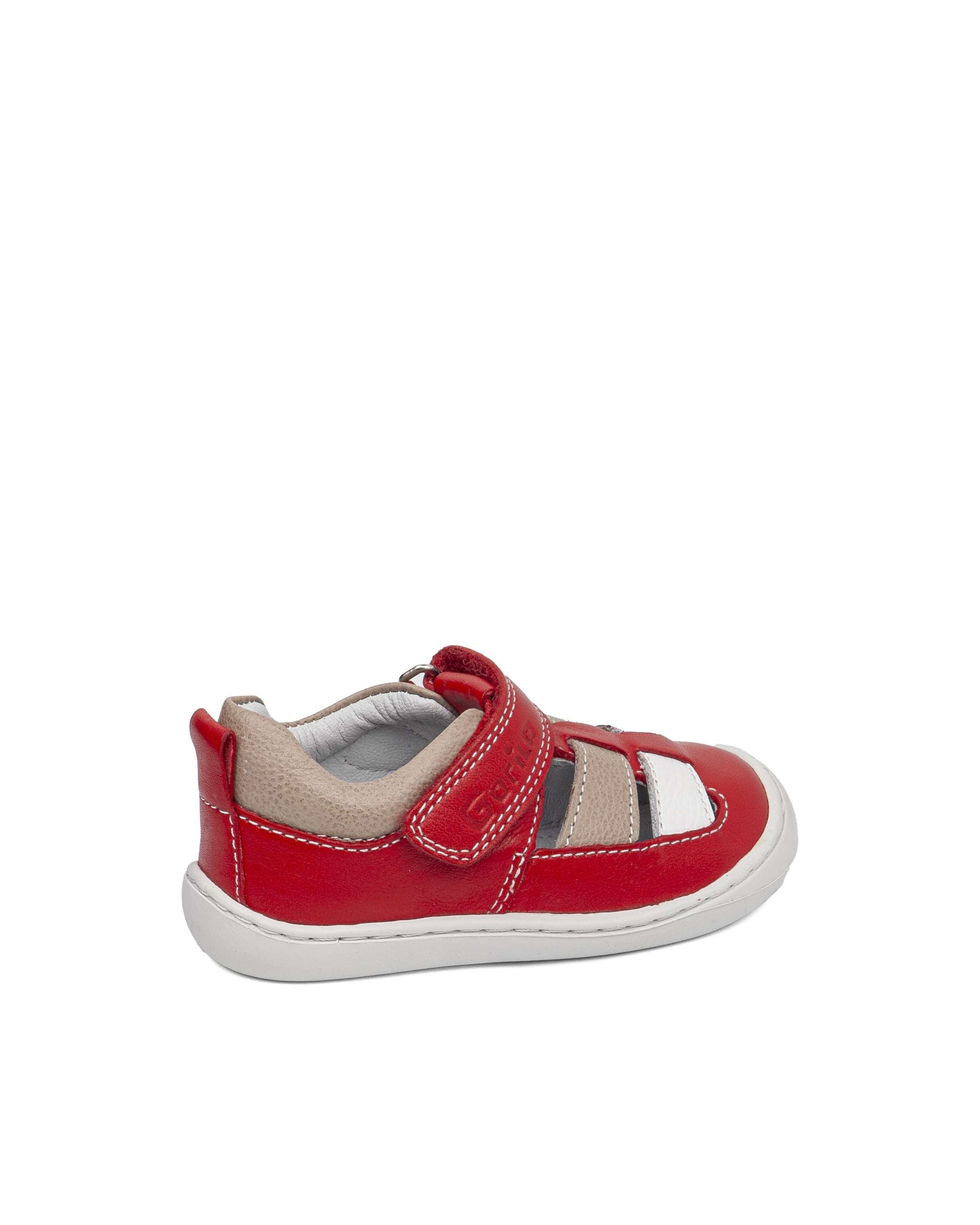 Sandalias respetuosas cerradas de bebés de piel - Gorila - Rojo Rojo-3