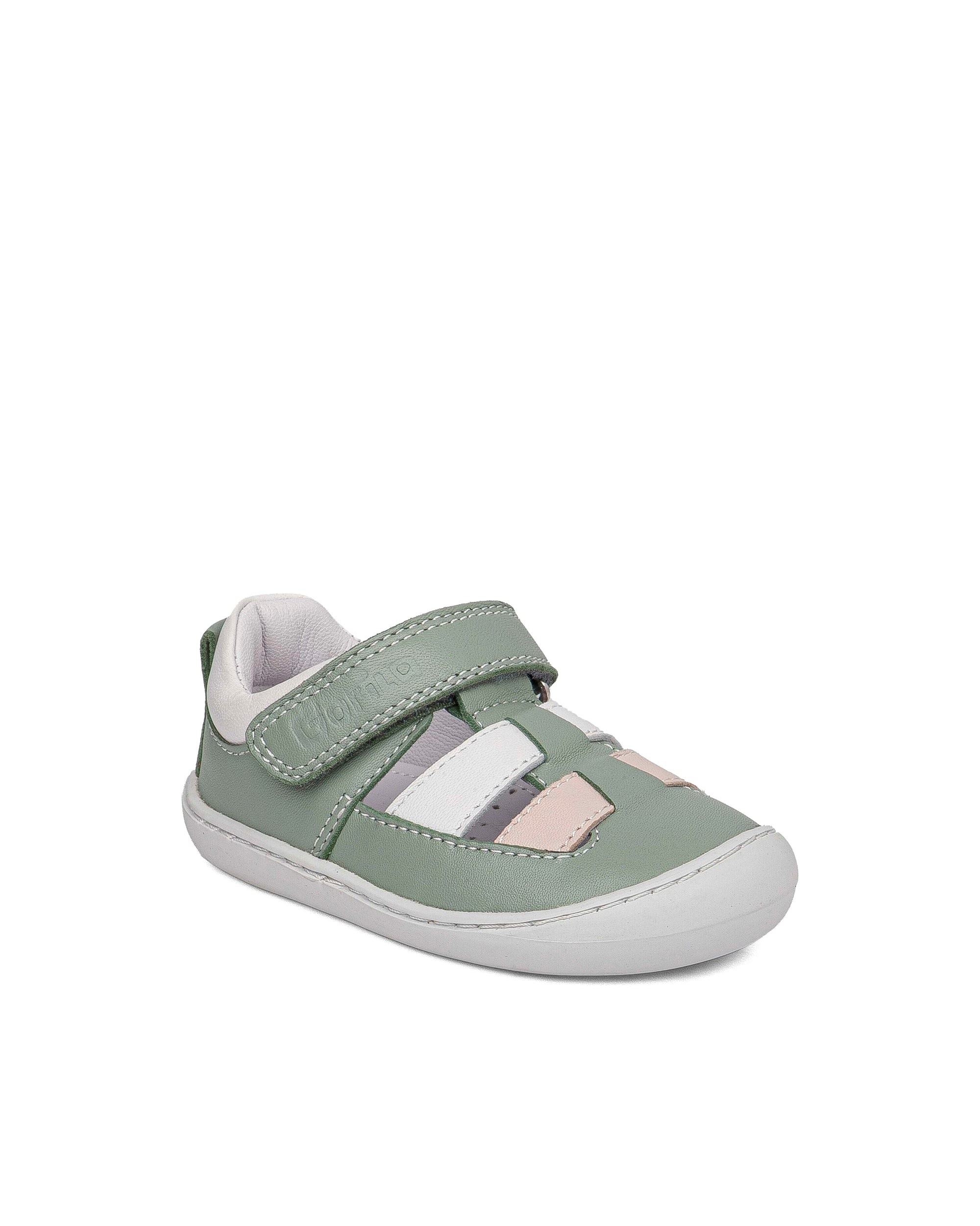 Sandalias respetuosas cerradas de bebés de piel - Gorila - Verde Verde-2