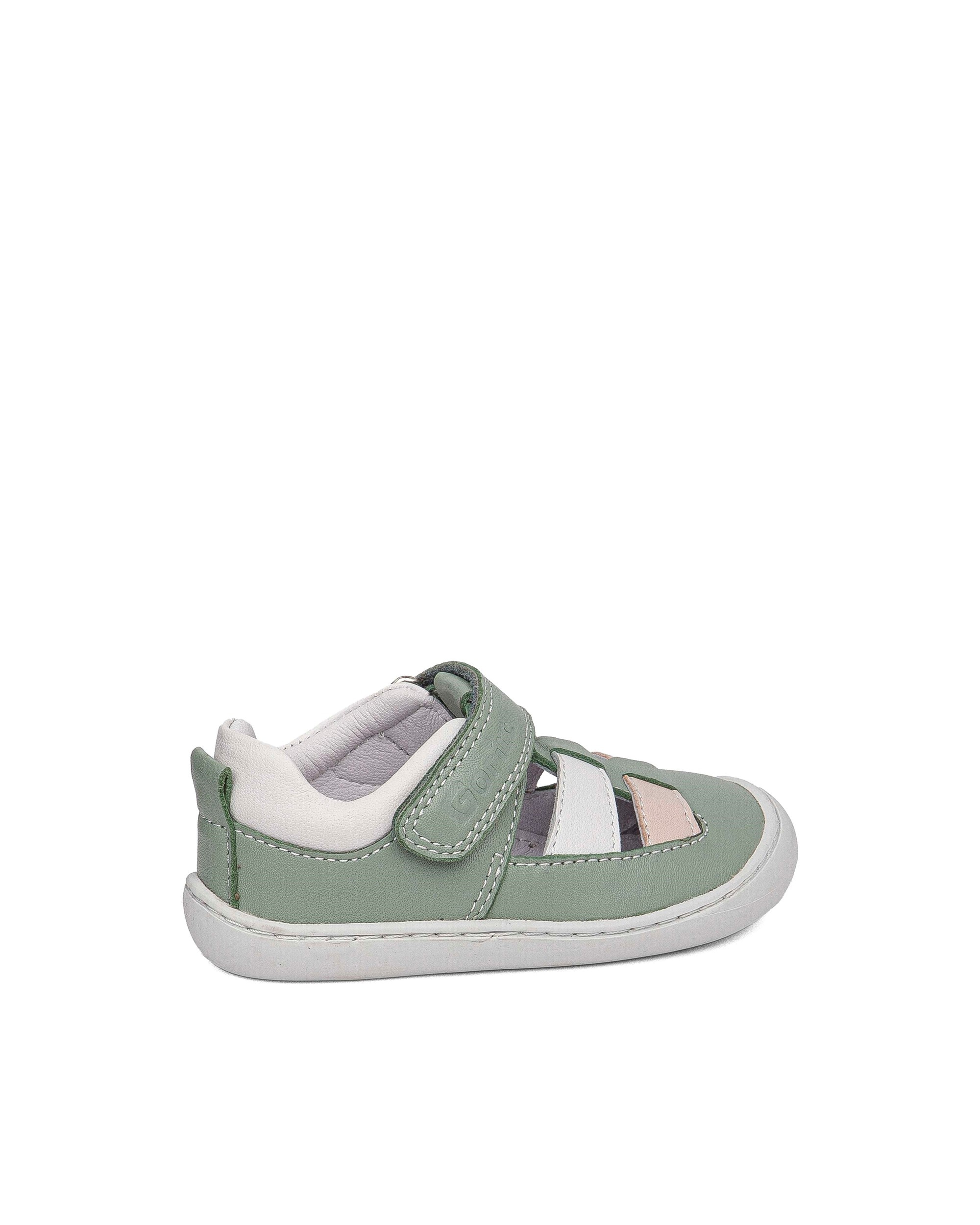 Sandalias respetuosas cerradas de bebés de piel - Gorila - Verde Verde-3