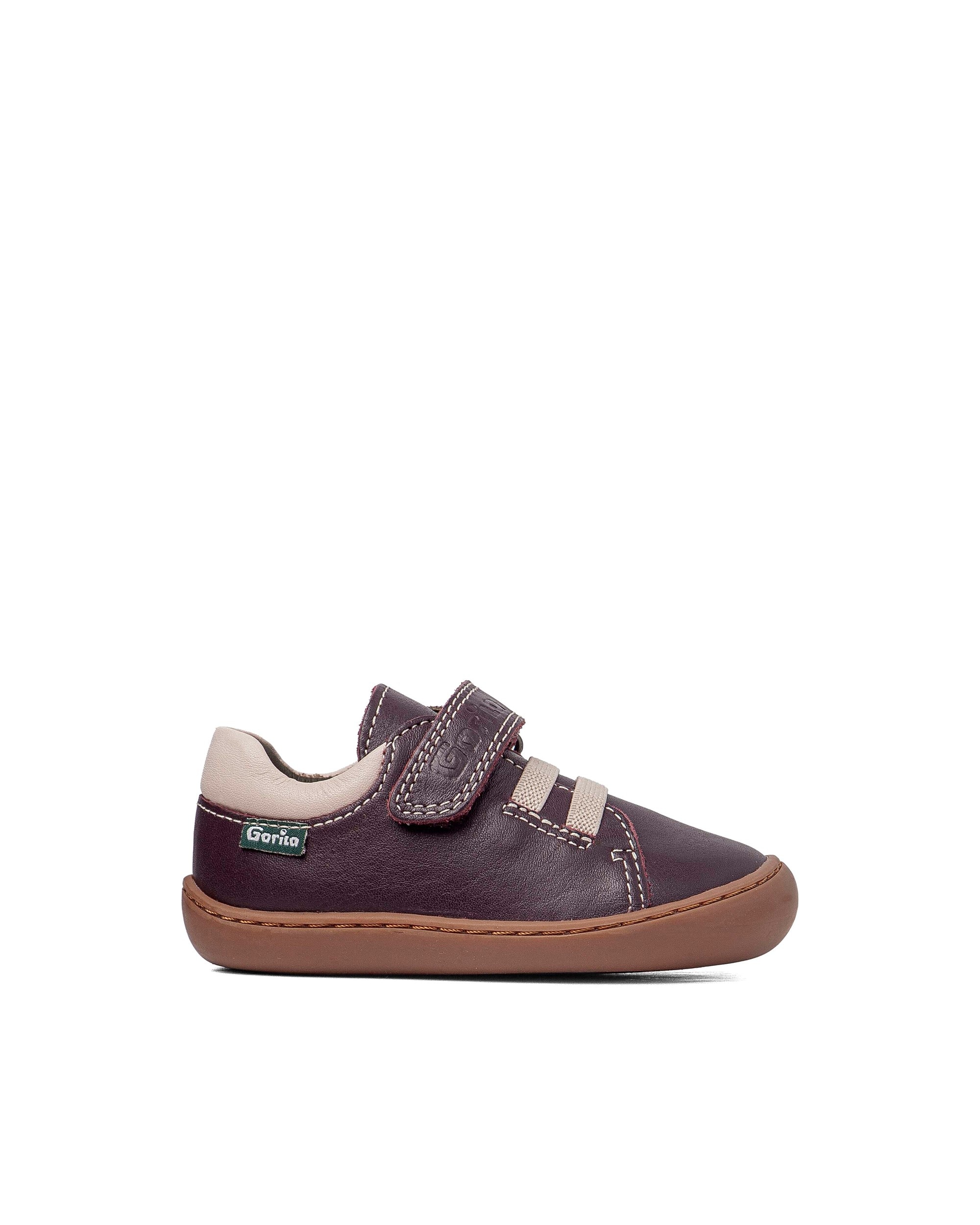 Imagen 1 de Zapatillas respetuosas de bebé niño de piel Burdeos