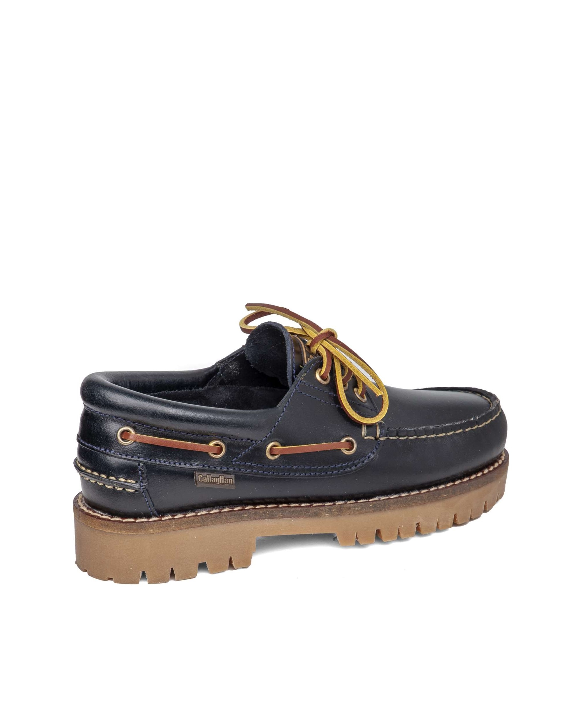 Nauticos de piel de mujer con cordones - Callaghan - Azul Azul-3