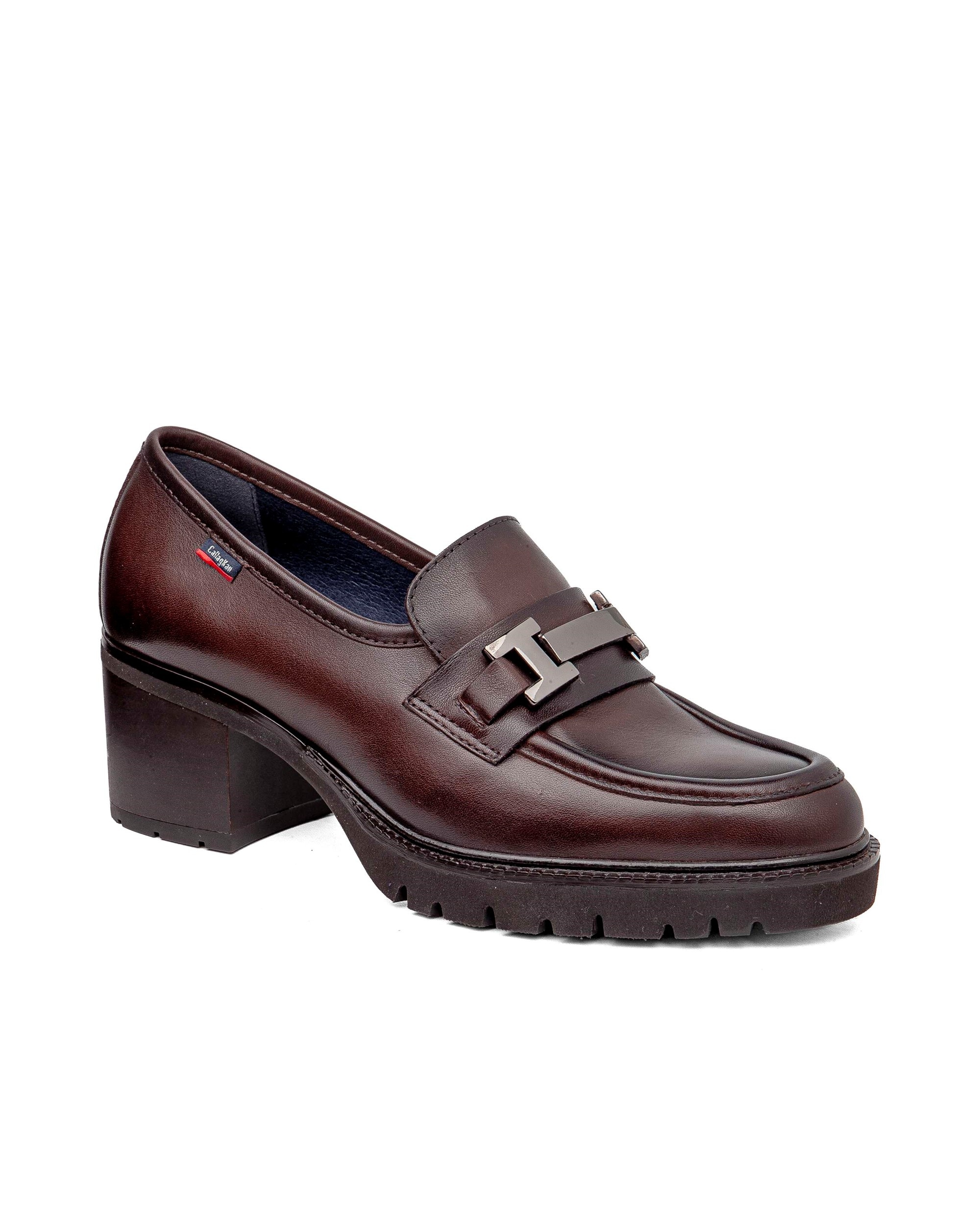 Imagen 3 de Mocasines de piel de mujer con tacón con sistema adaptación - Callaghan - Marrón oscuro Marrón oscuro