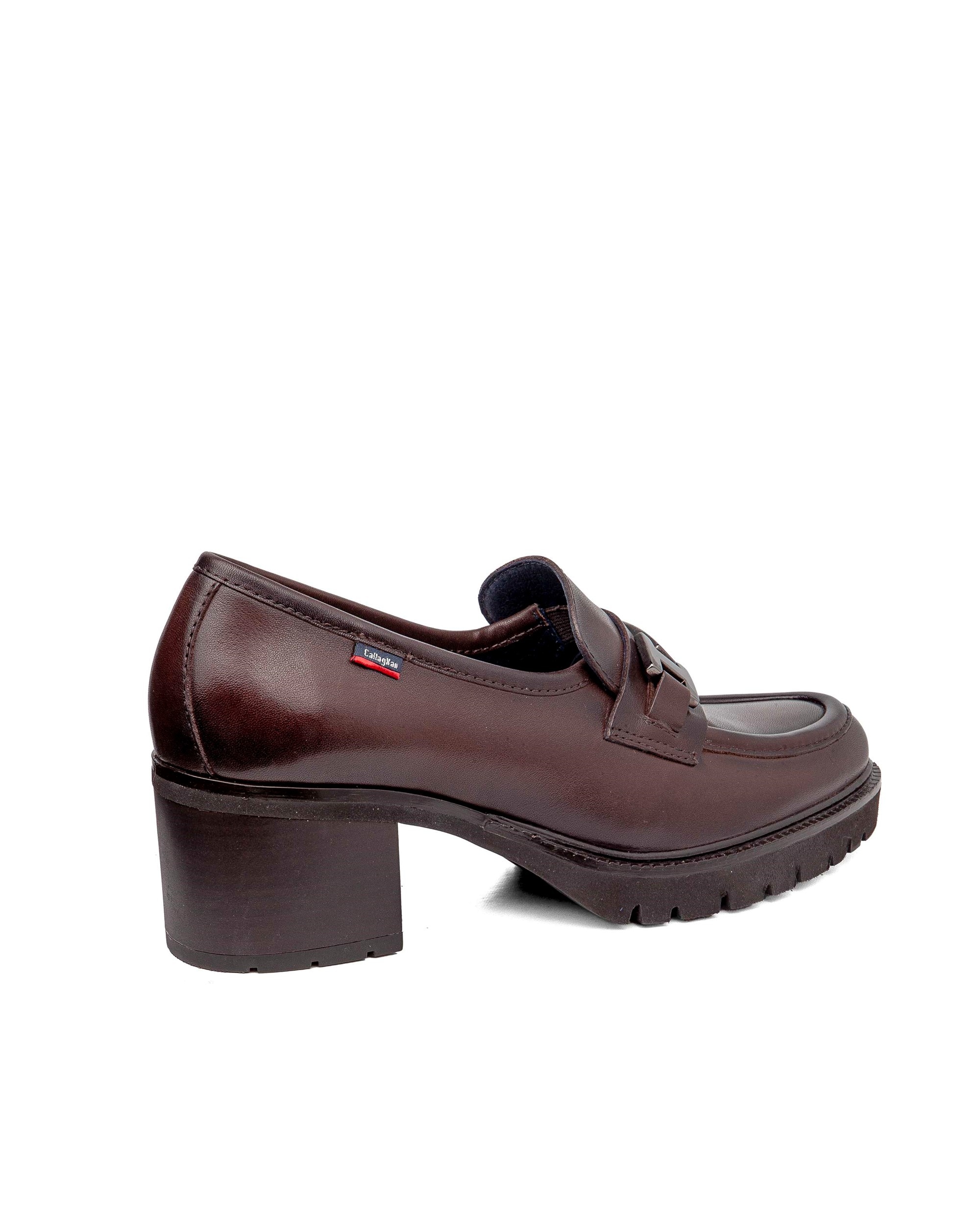 Imagen 2 de Mocasines de piel de mujer con tacón con sistema adaptación - Callaghan - Marrón oscuro Marrón oscuro