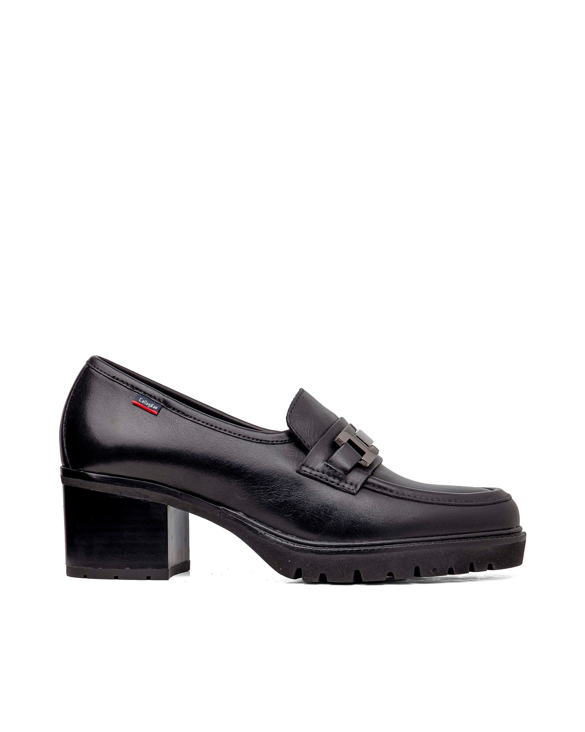 Imagen 1 de Mocasines de piel de mujer con tacón con sistema adaptación - Callaghan - Negro Negro
