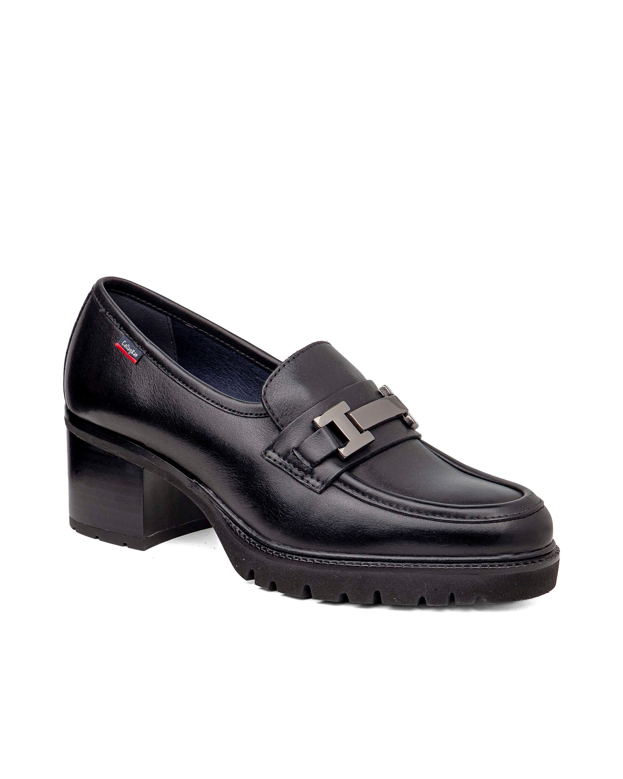 Imagen 3 de Mocasines de piel de mujer con tacón con sistema adaptación - Callaghan - Negro Negro