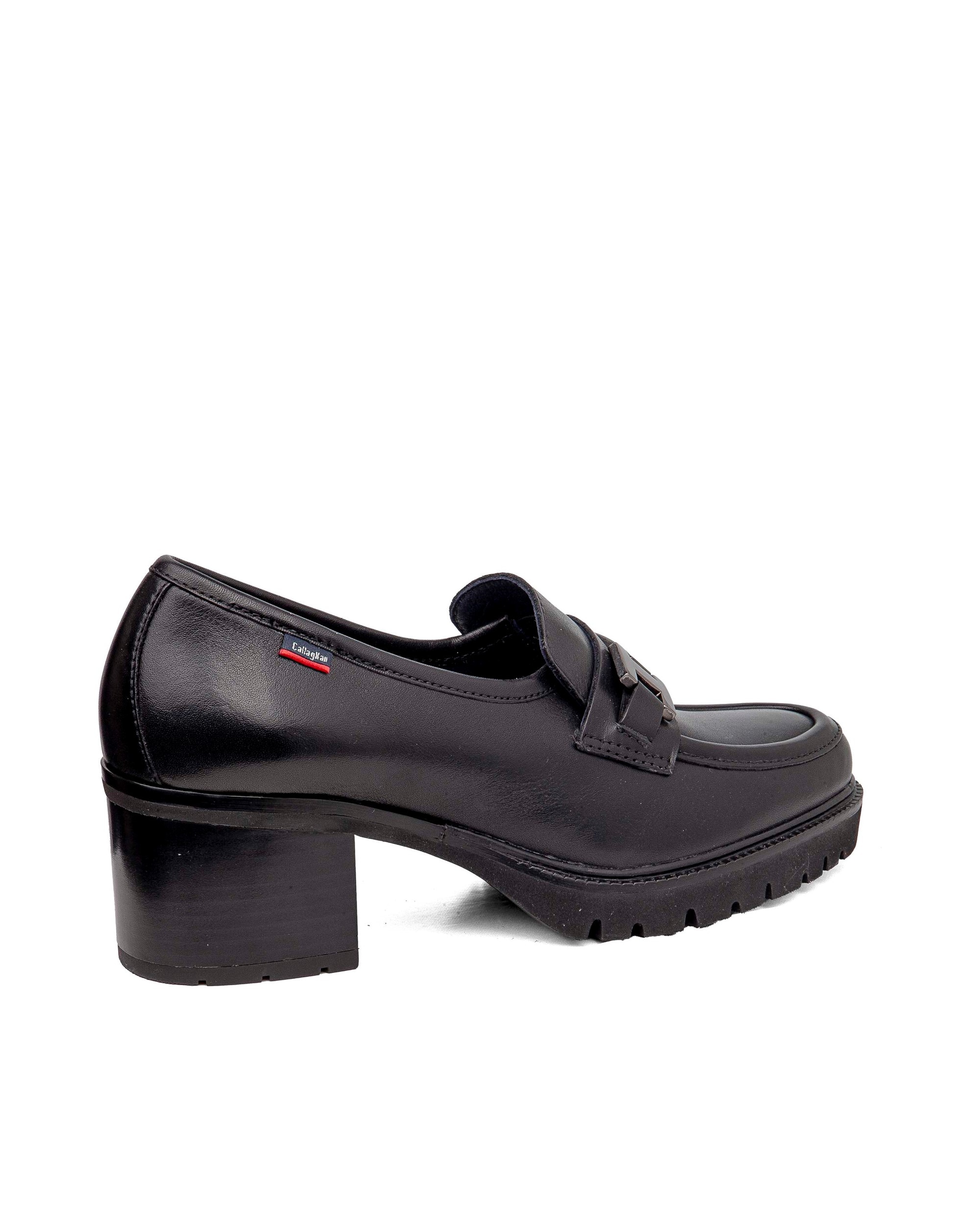 Imagen 2 de Mocasines de piel de mujer con tacón con sistema adaptación - Callaghan - Negro Negro
