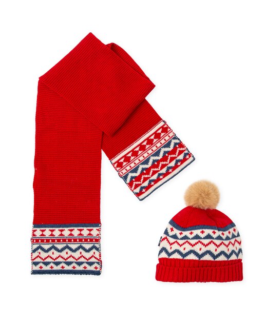 Conjunto de gorro y bufanda de bebé niño color rojo