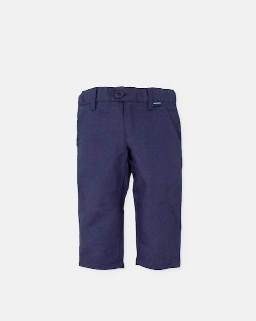 Imagen 0 de Pantalón de traje de niño lino con trabillas en la cintura