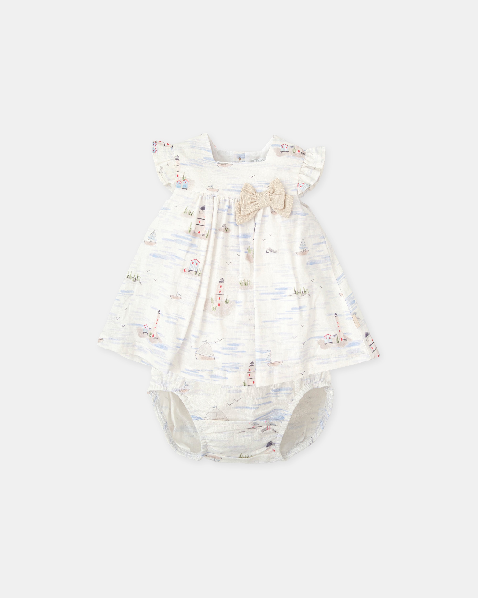 Imagem 0 de Vestido para Bebé com Cueca e Estampado Marinheiro em Areia