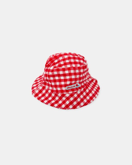 Imagen 0 de Gorro de bebé niño seersucker de cuadros vichy