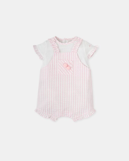 Imagen 0 de Pelele de bebé niña corto vichy rosa