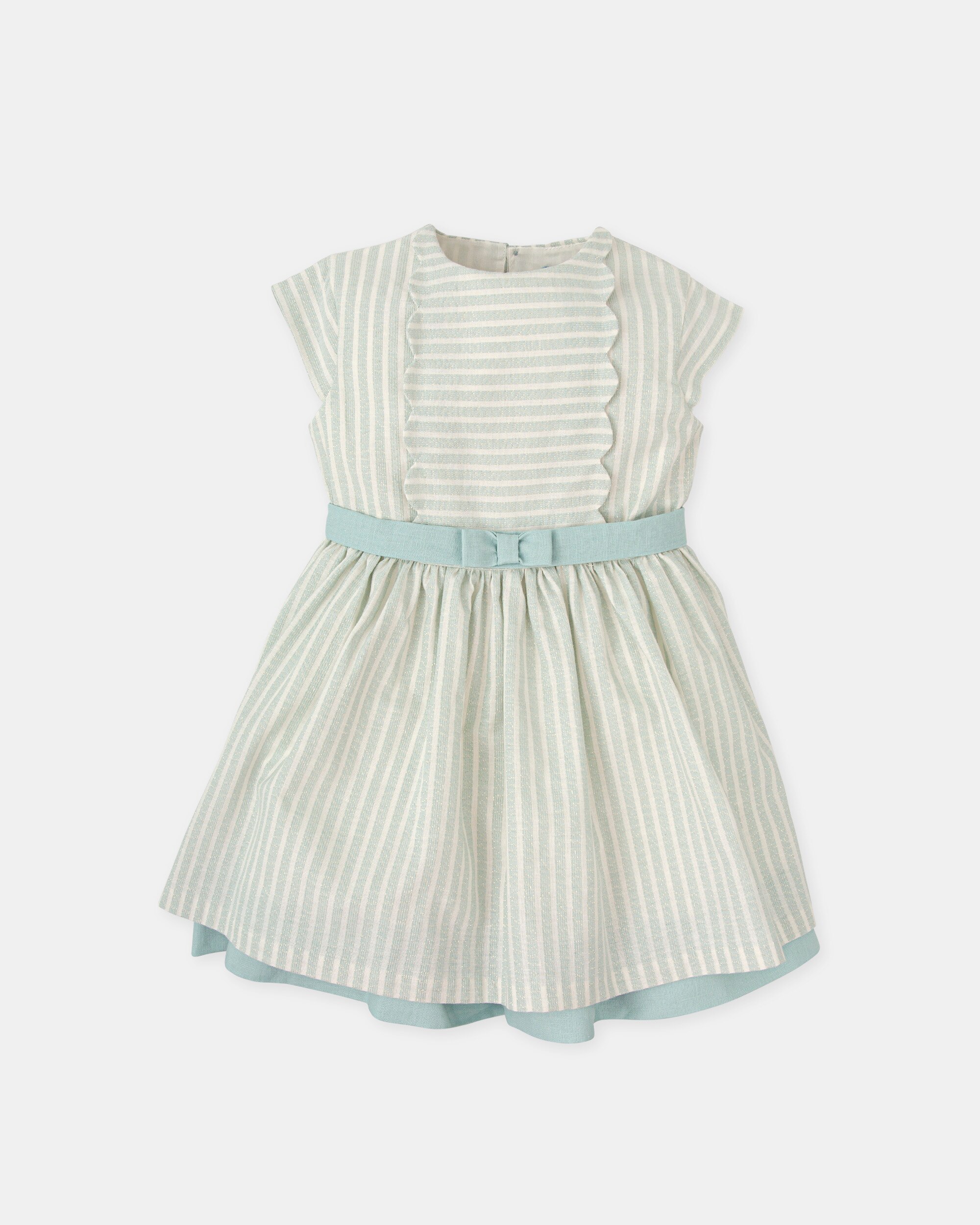 Imagem 0 de Vestido Infantil de Manga Curta Às Riscas com Abertura nas Costas