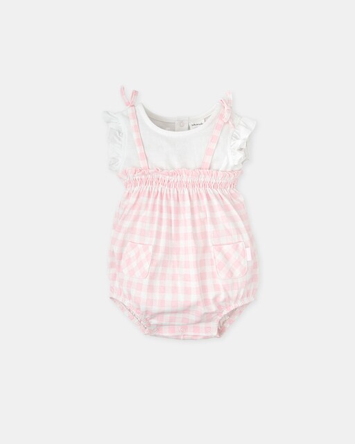 Imagen 0 de Ranita de bebé niña efecto 2 en 1 de cuadros rosa
