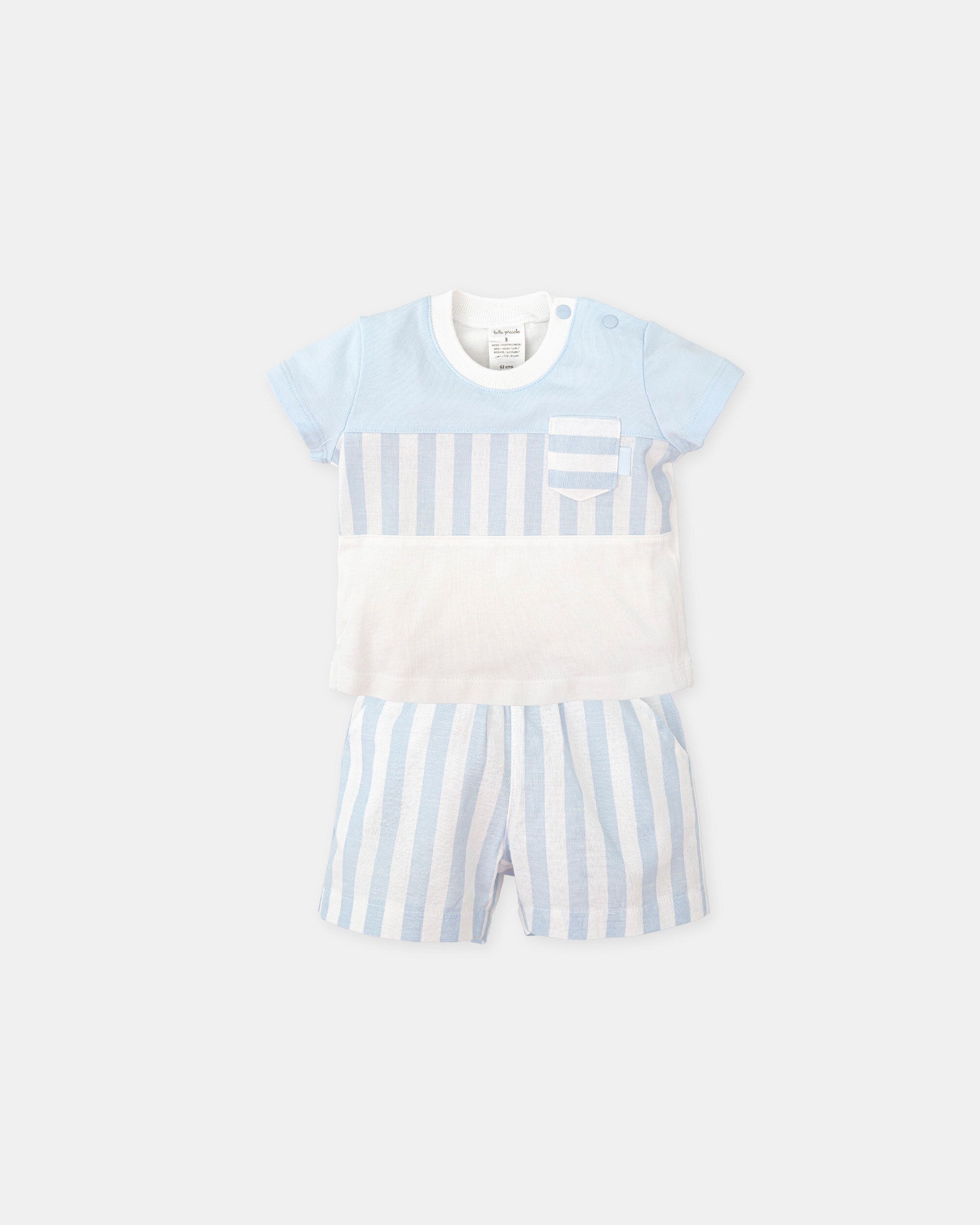 Imagem 0 de Conjunto para Bebé 2 Peças de T-shirt e Calções Às Riscas em Azul Céu