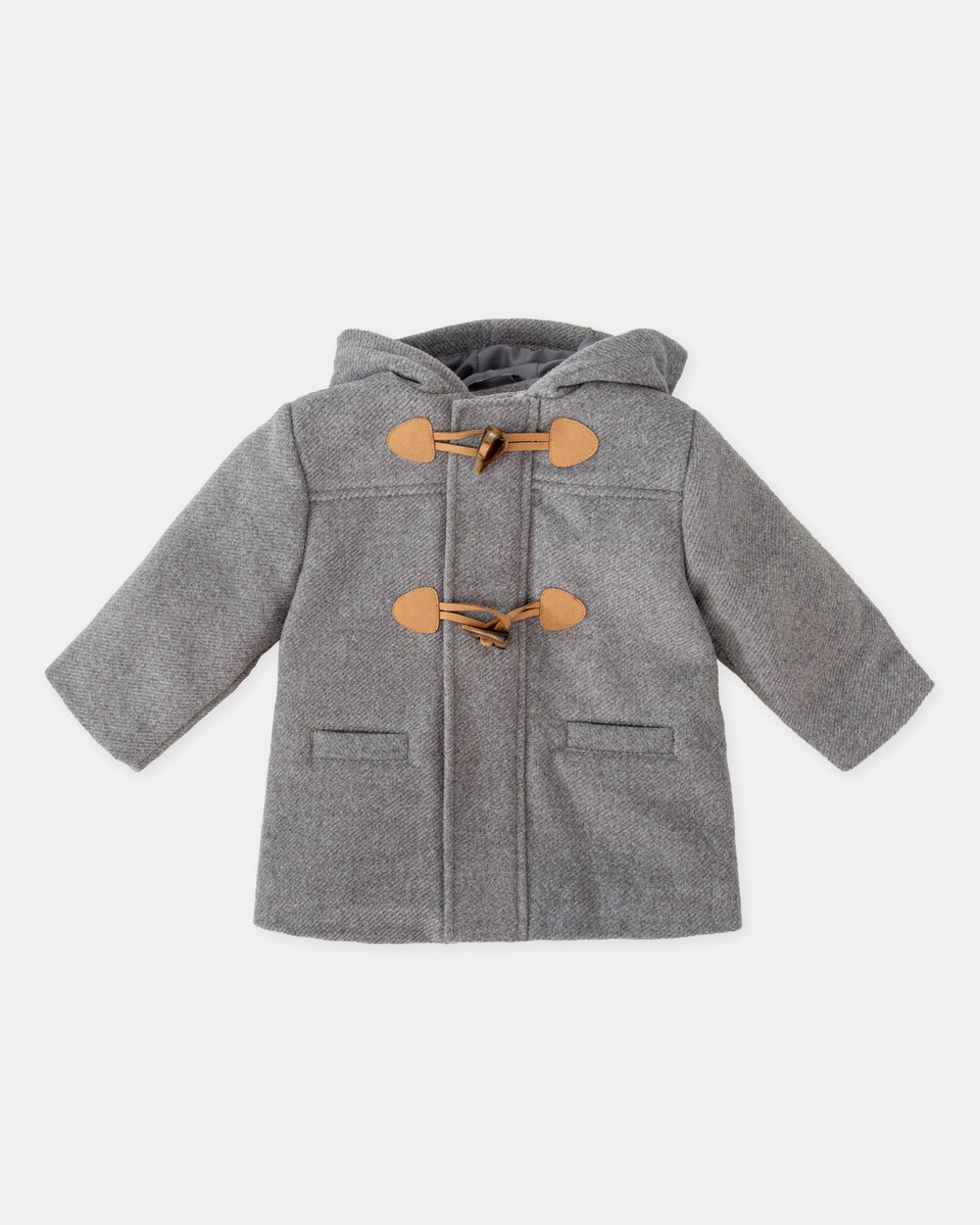 Abrigo de paño de bebé niño gris con capucha · Tutto Piccolo · El