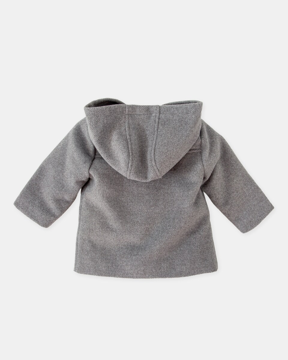 Abrigo de paño de niño gris con capucha · Tutto Piccolo · El Corte