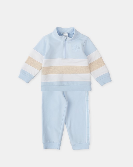 Imagen 0 de Conjunto de algodón de niño azul cielo y arena