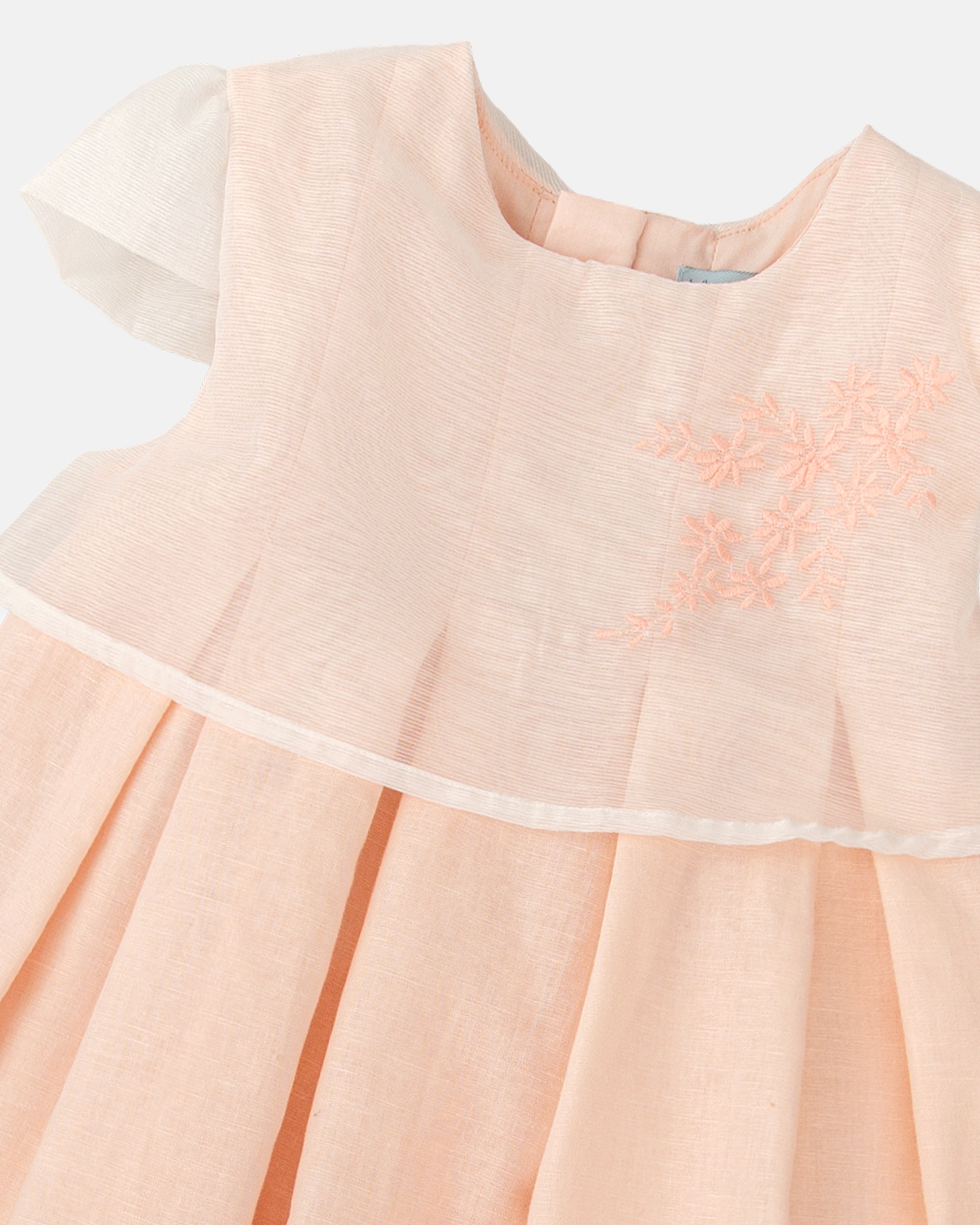 Vestido de niña de lino de manga corta - Tutto Piccolo - Rosa Rosa-3