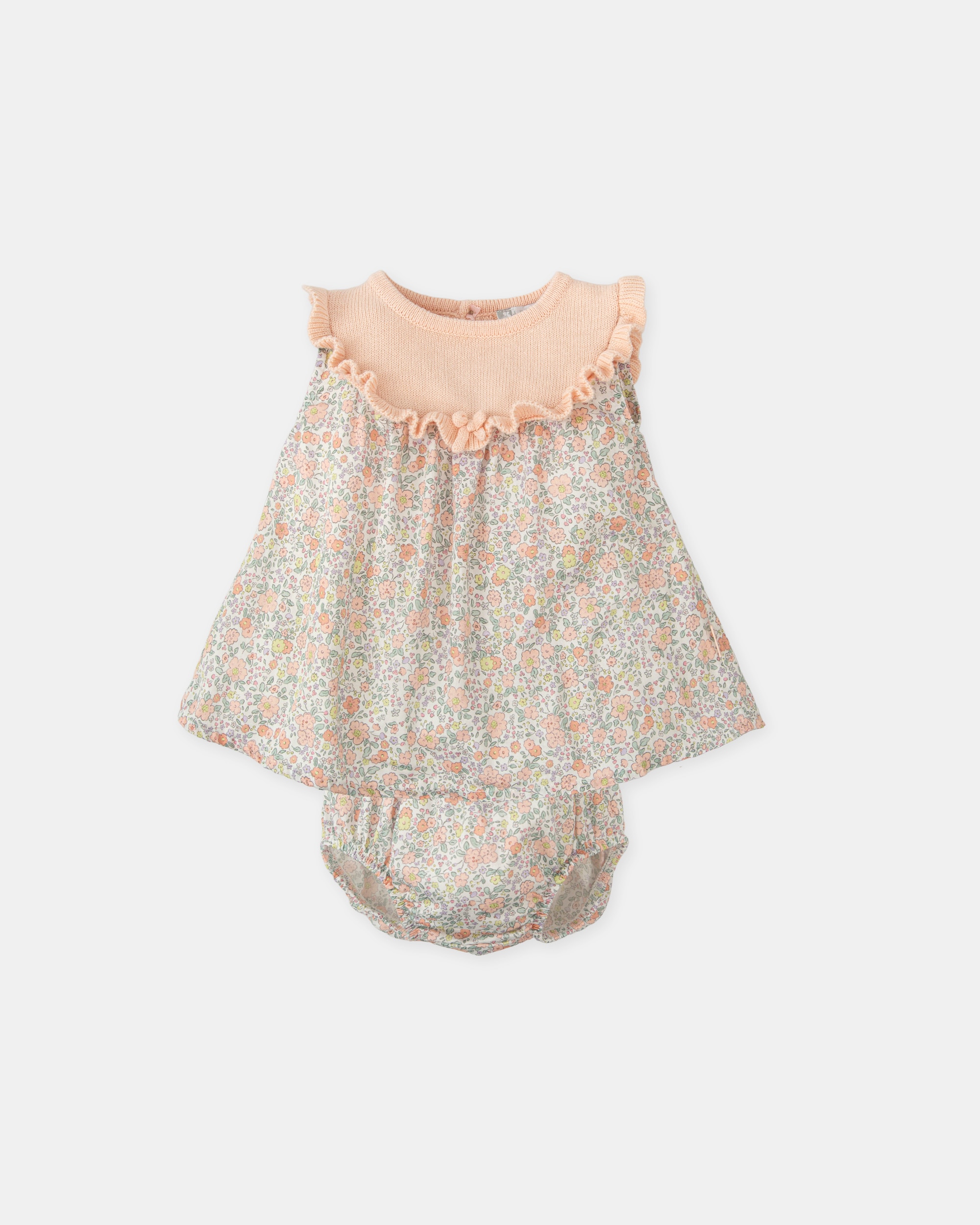 Vestido con braguita de bebé niña de algodón - Tutto Piccolo - Rosa claro Rosa claro-1