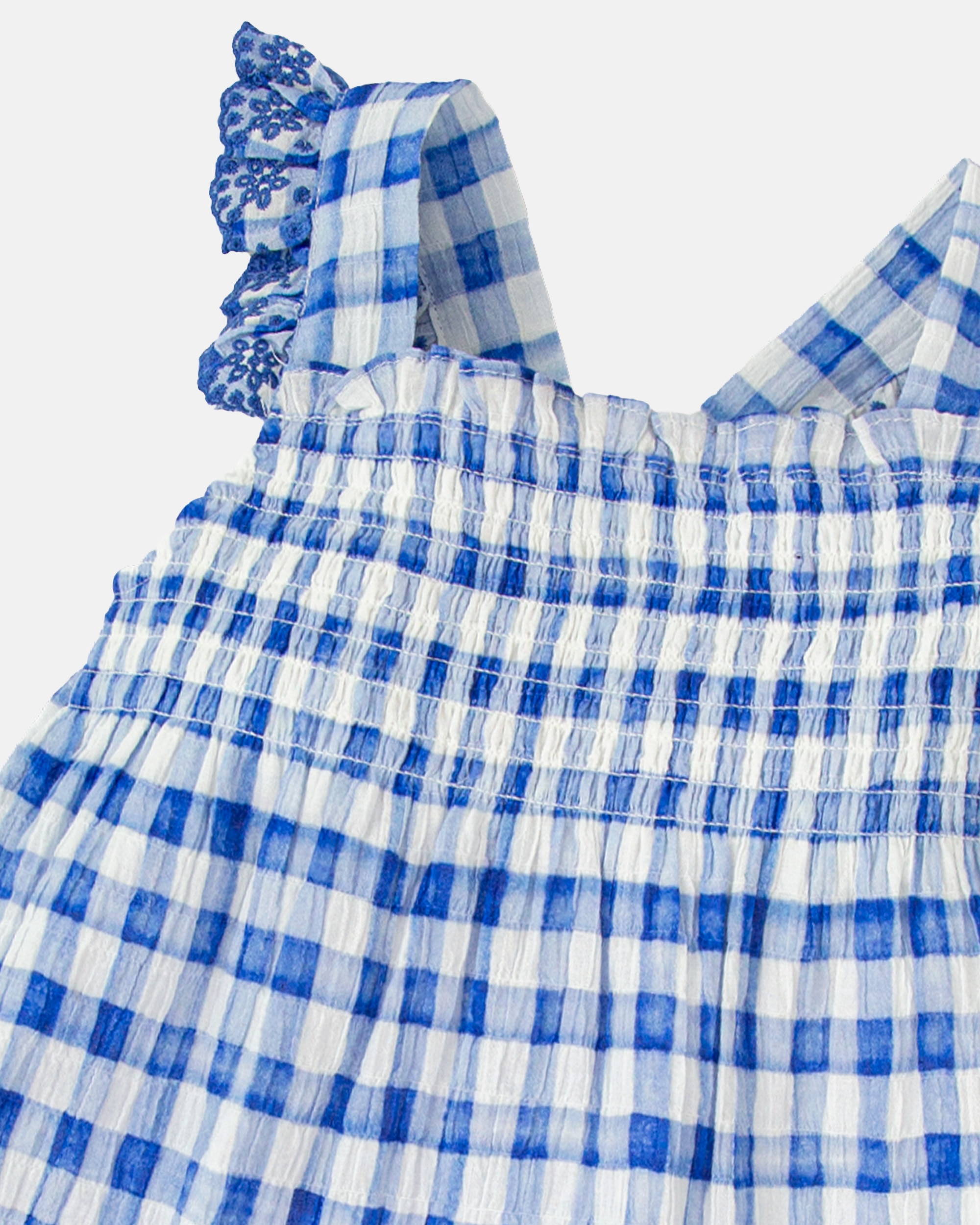 Vestido de niña sin mangas de popelín vichy - Tutto Piccolo - Azul royal Azul royal-2