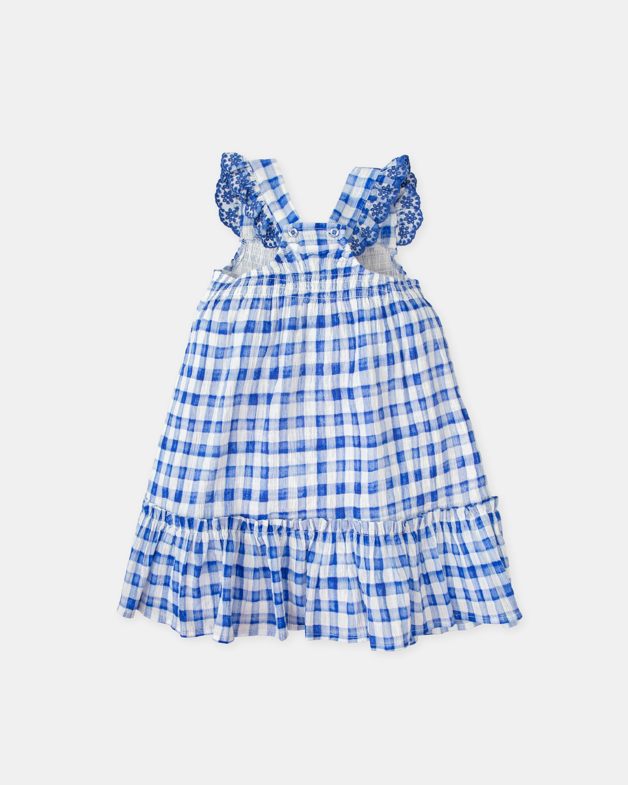 Vestido de niña sin mangas de popelín vichy - Tutto Piccolo - Azul royal Azul royal-4