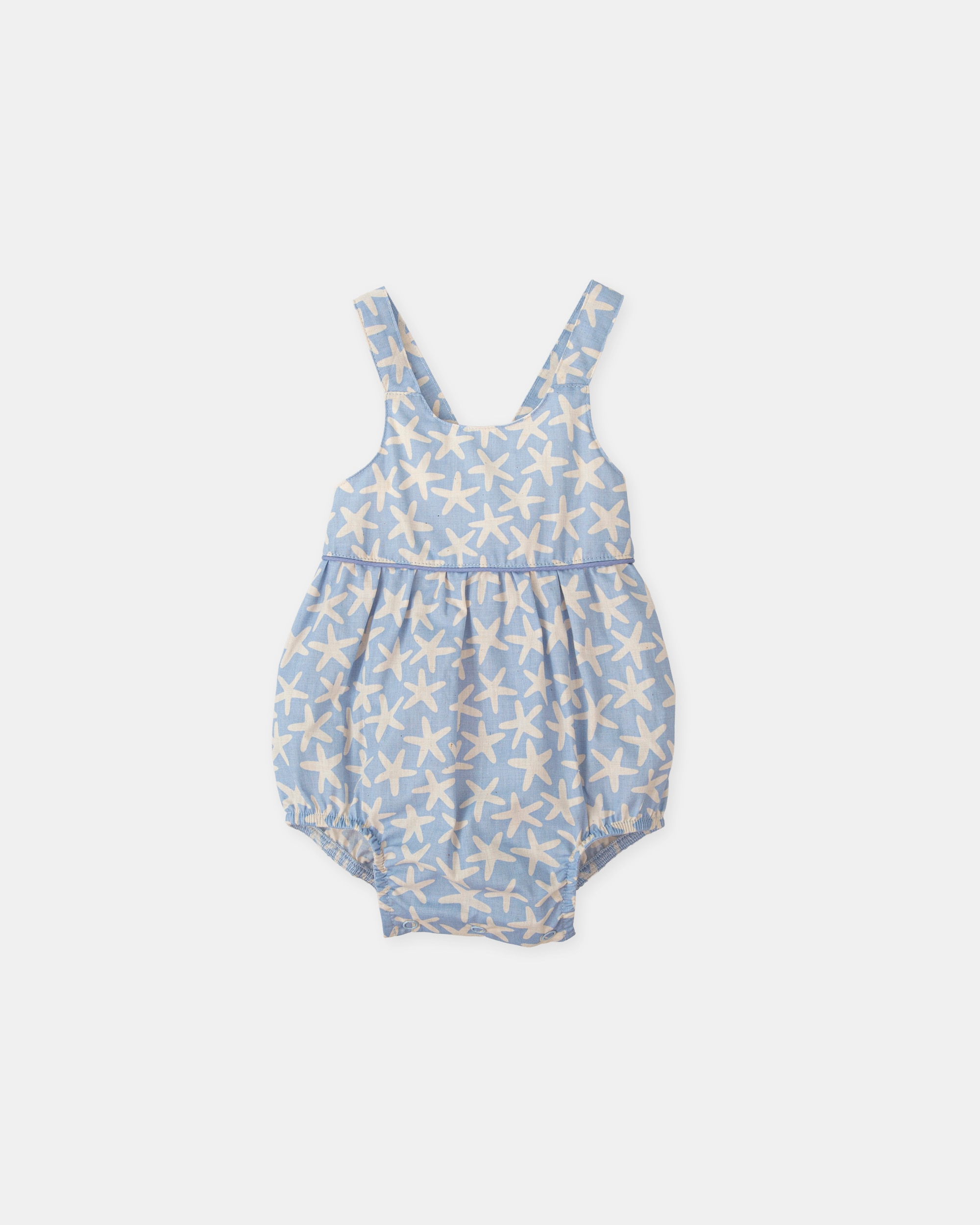 Ranita sin mangas de bebé de algodón con estrellas - Tutto Piccolo - Azul celeste Azul celeste-1