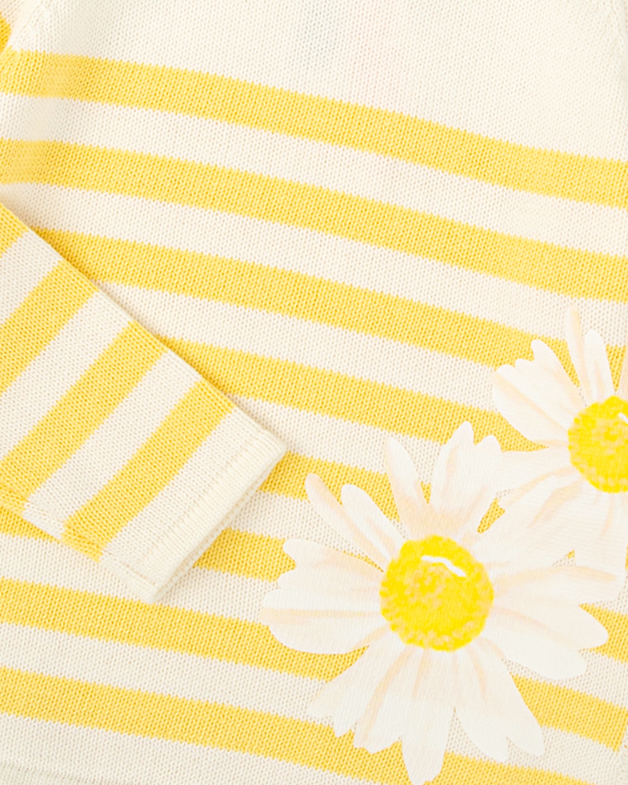 Jersey tricot de niña a rayas con margaritas - Tutto Piccolo - Amarillo Amarillo-3