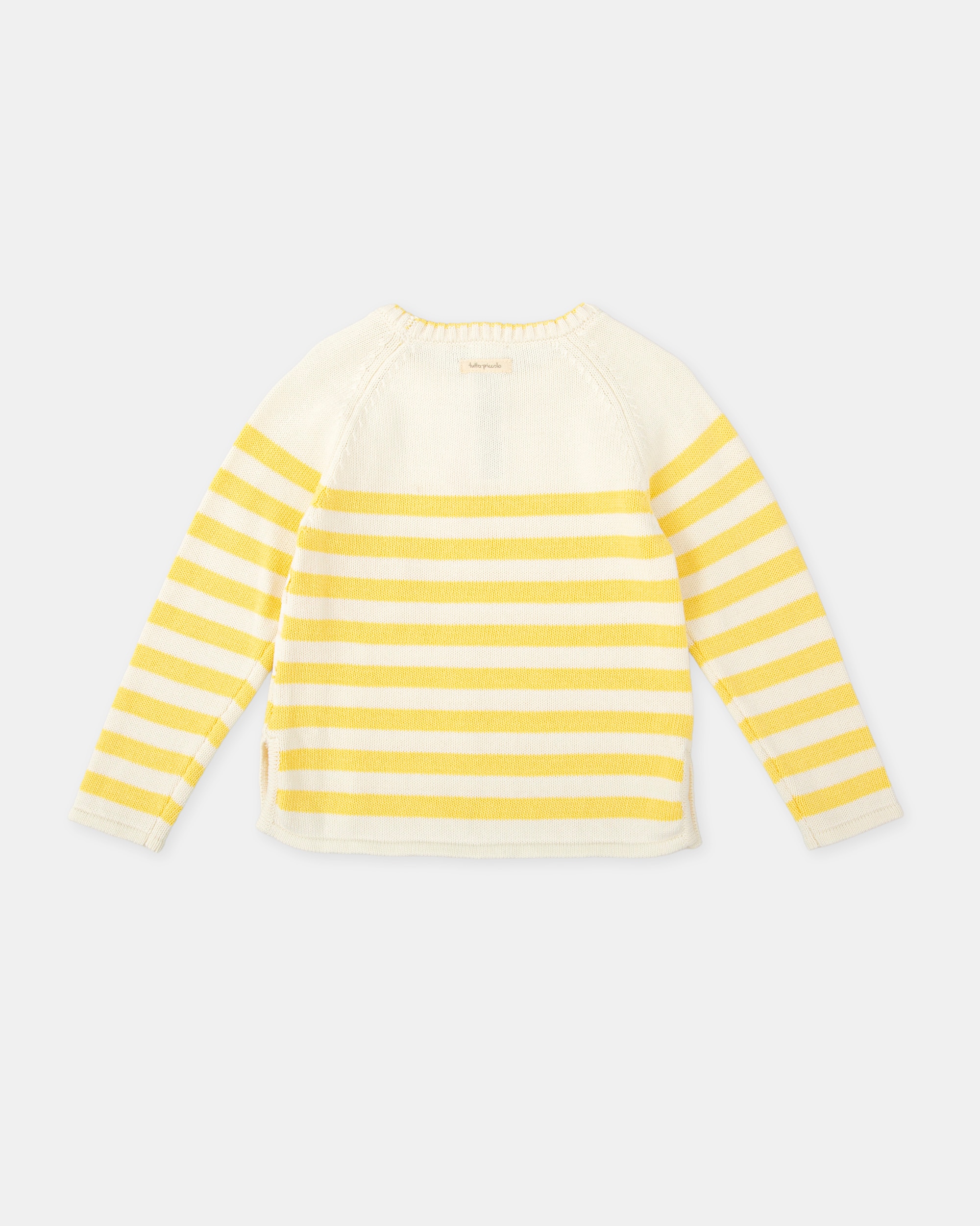 Jersey tricot de niña a rayas con margaritas - Tutto Piccolo - Amarillo Amarillo-4