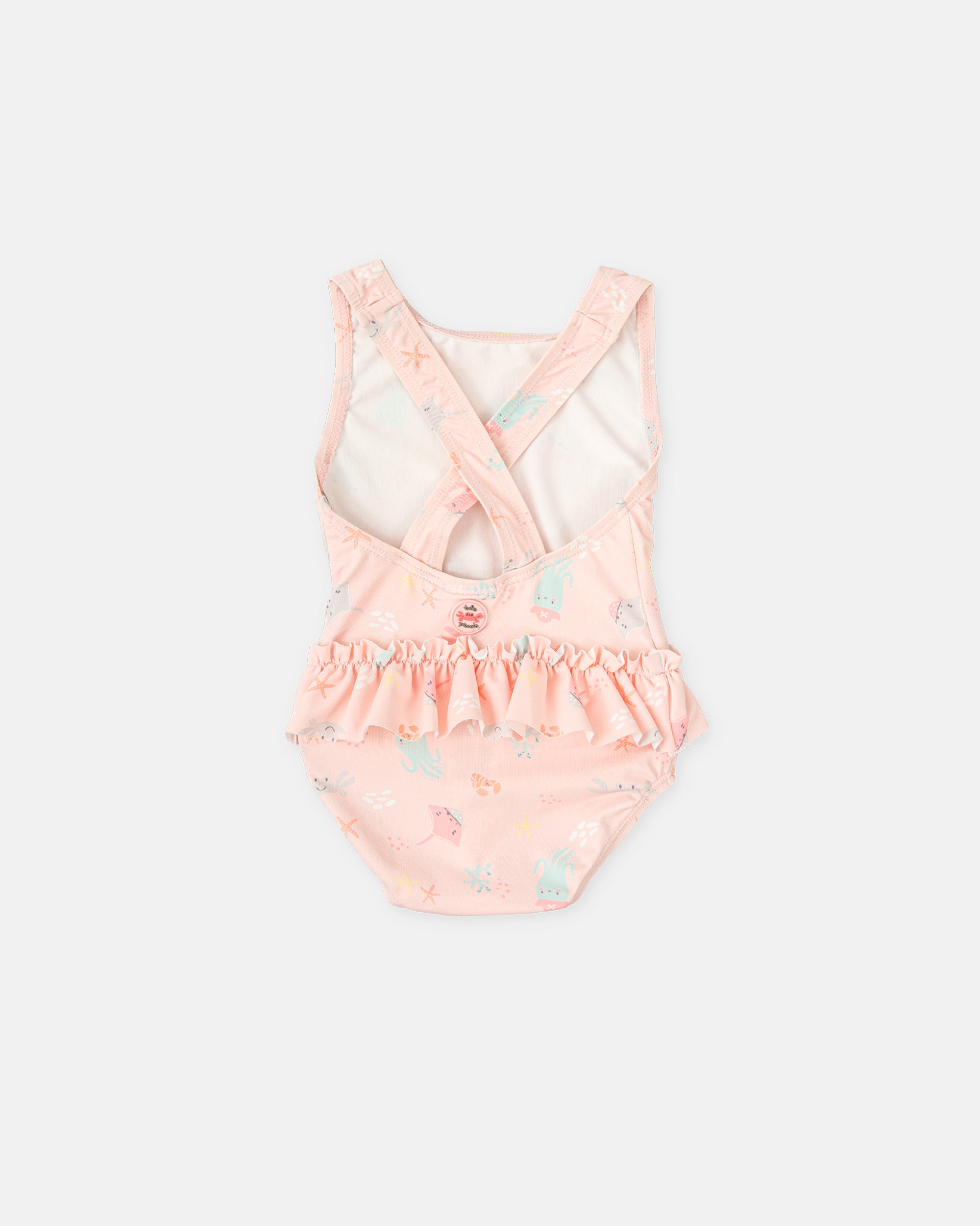 Bañador de niña con animales marinos - Tutto Piccolo - Rosa pastel Rosa pastel-4