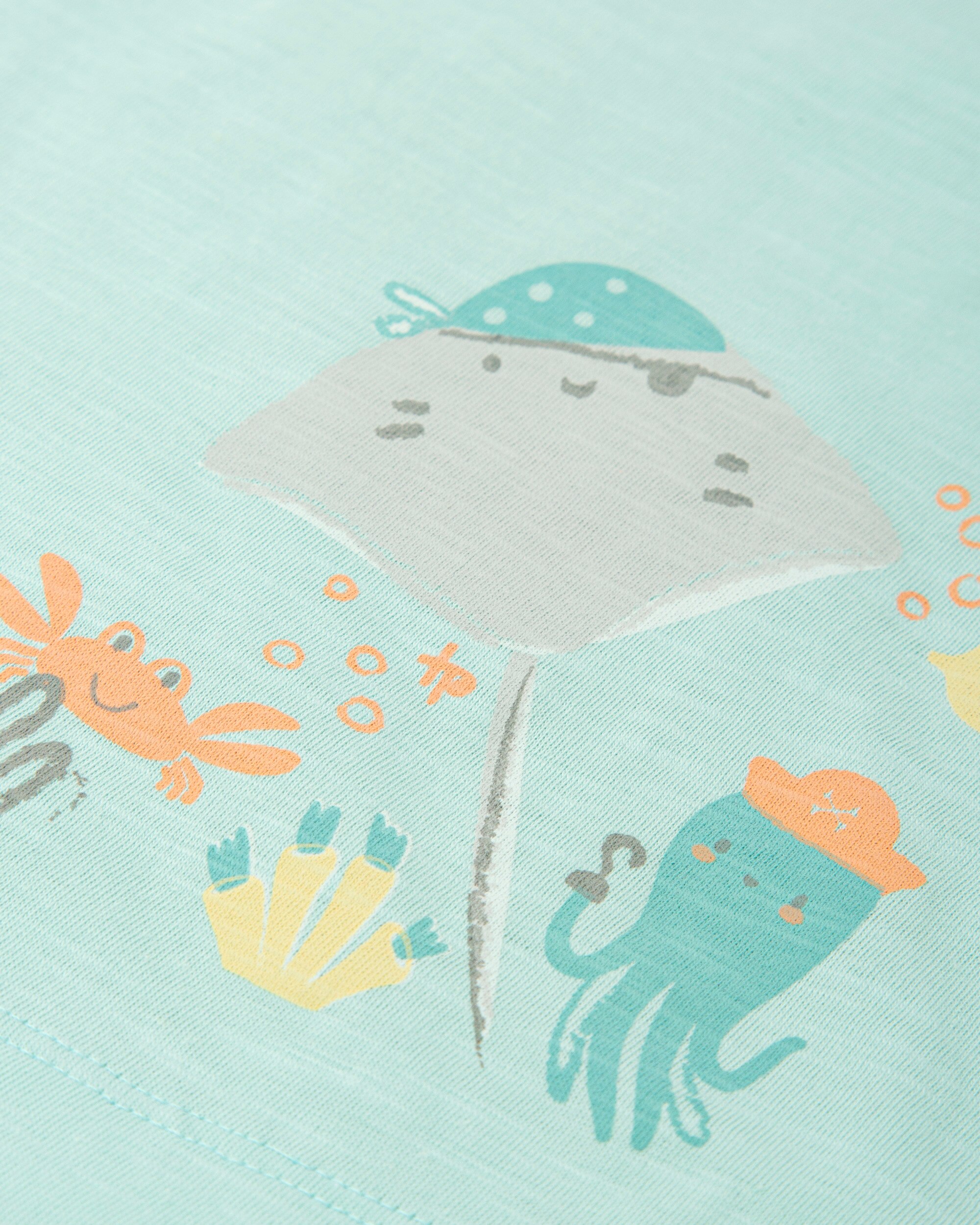 Camiseta de niño de algodón con animales marinos - Tutto Piccolo - Verde Verde-3