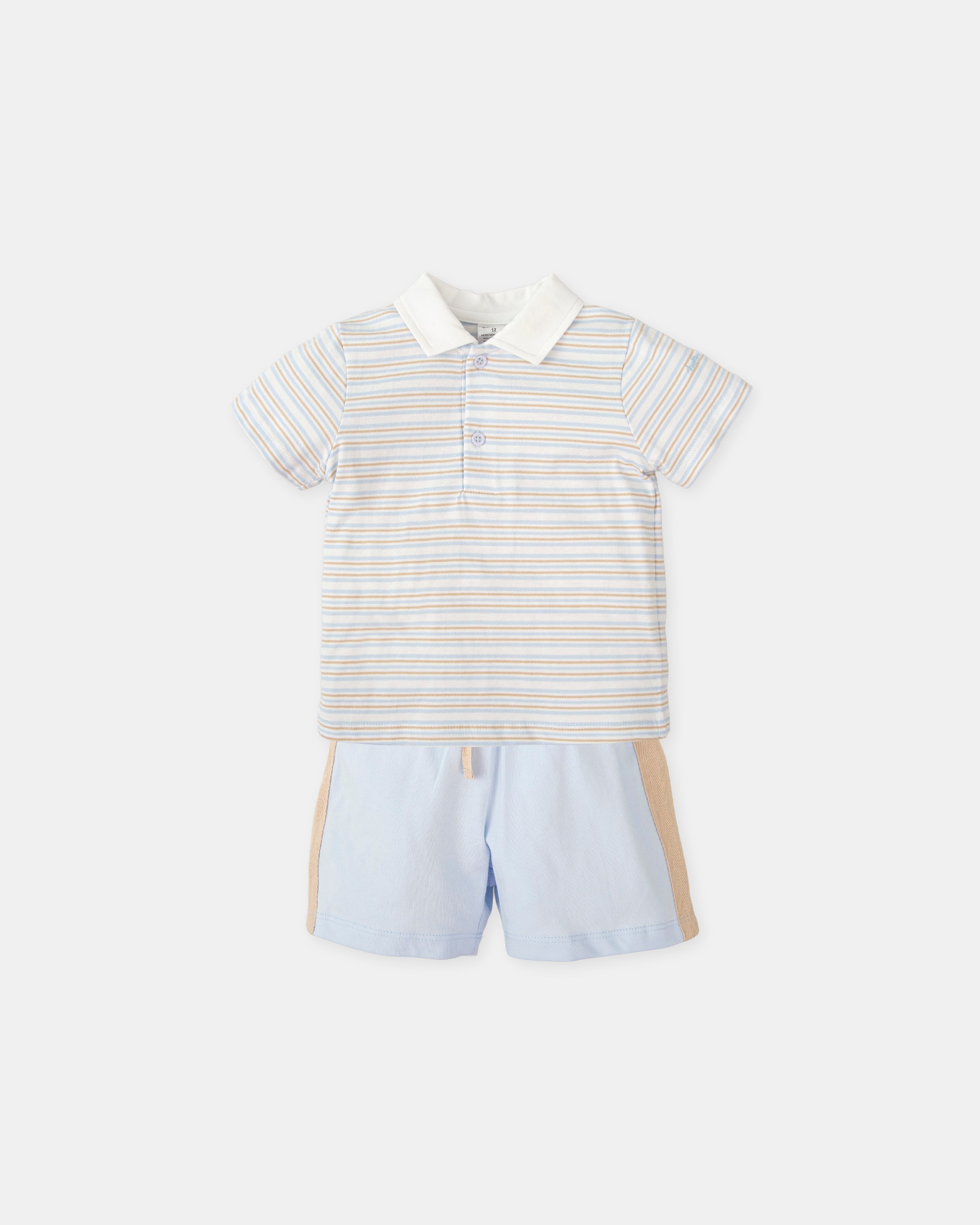 Imagen 0 de Conjunto de niño de algodón a rayas Azul claro