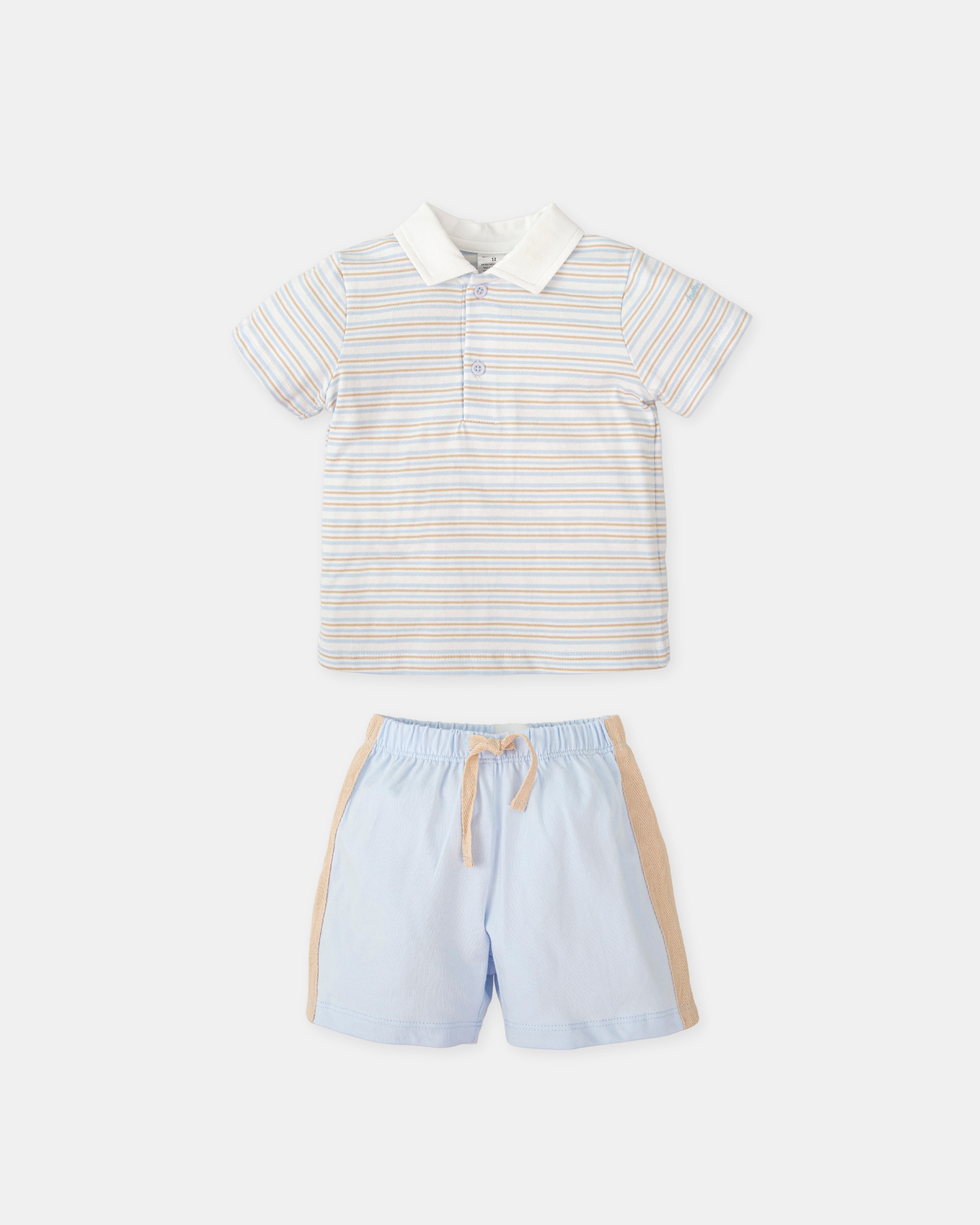 Conjunto de niño de algodón a rayas - Tutto Piccolo - Azul claro Azul claro-2