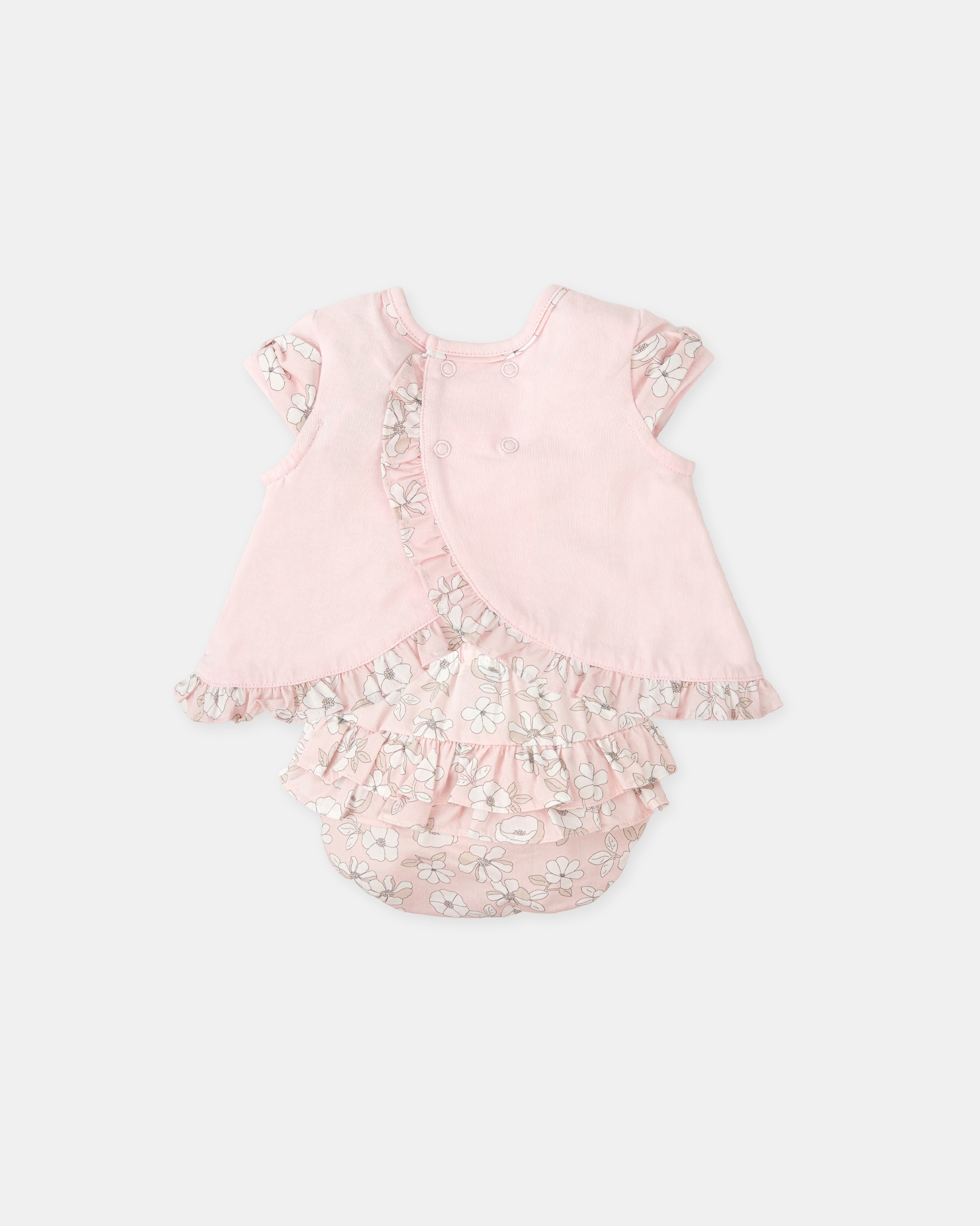 Conjunto de bebé niña de manga corta de algodón - Tutto Piccolo - Rosa claro Rosa claro-3