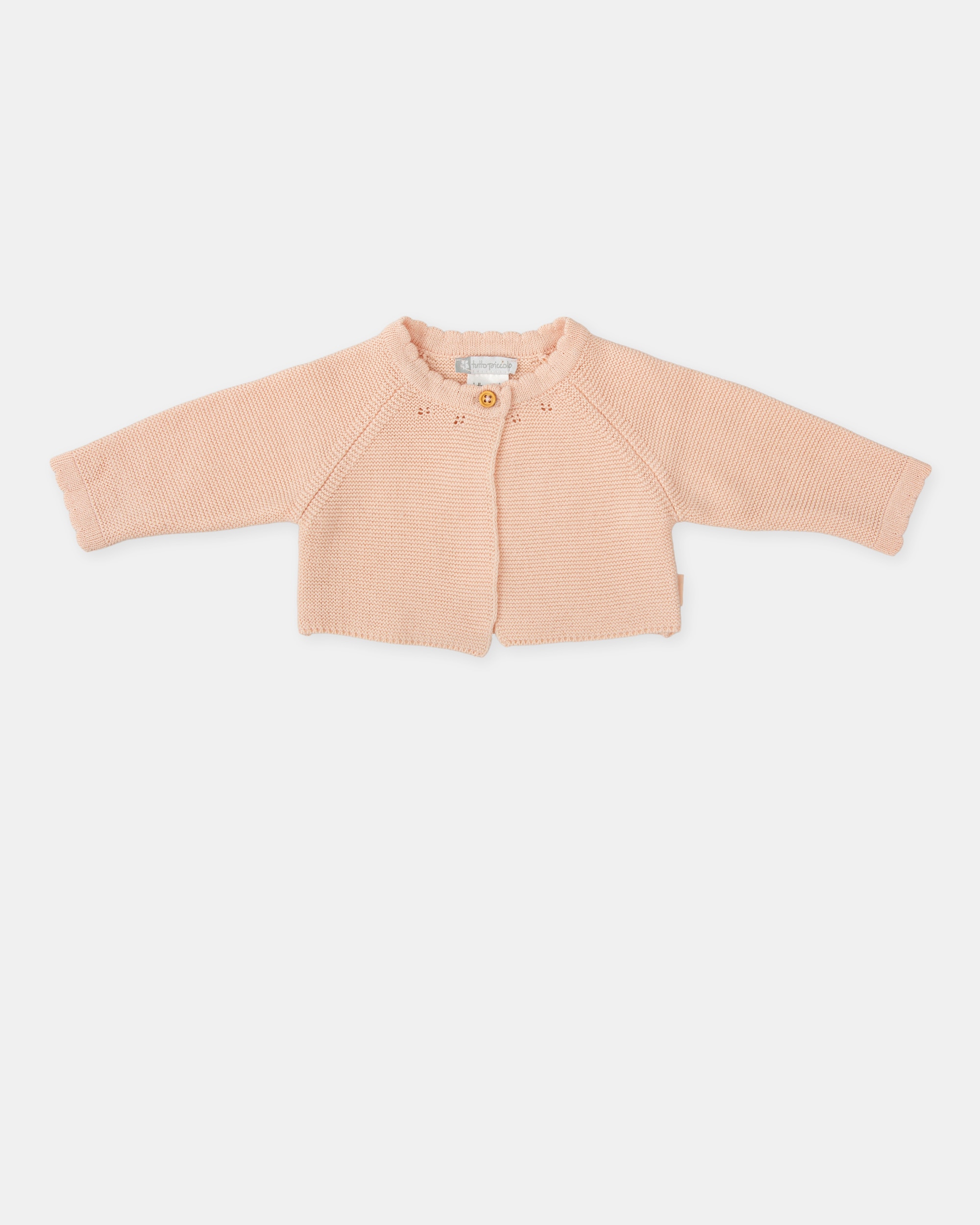 Chaqueta tricot de niña de algodón - Tutto Piccolo - Beige Beige-1